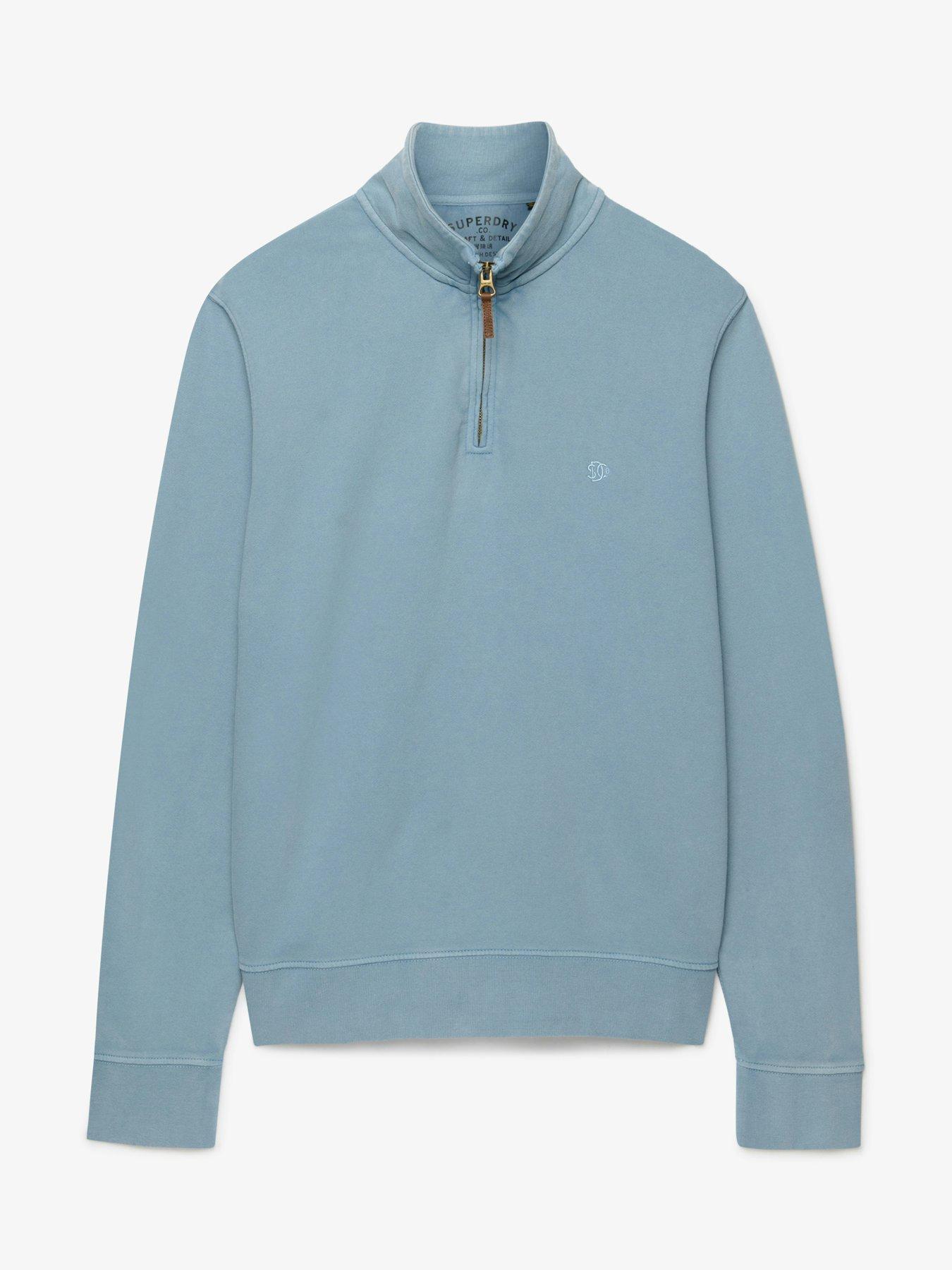 Image 5 of 5 of Superdry Classic Essential Henley 1/4 Zip Sweatshirt &ndash; Blue