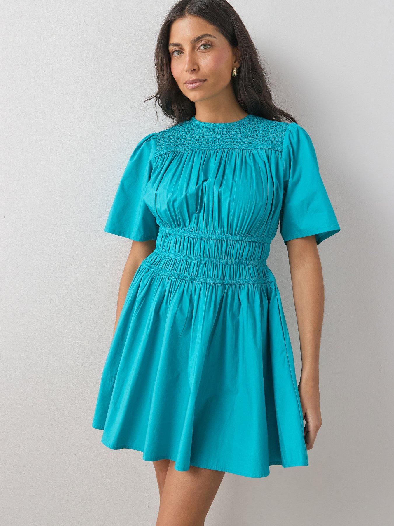 The Very Collection Cotton Waisted Short Sleeve Mini Dress
