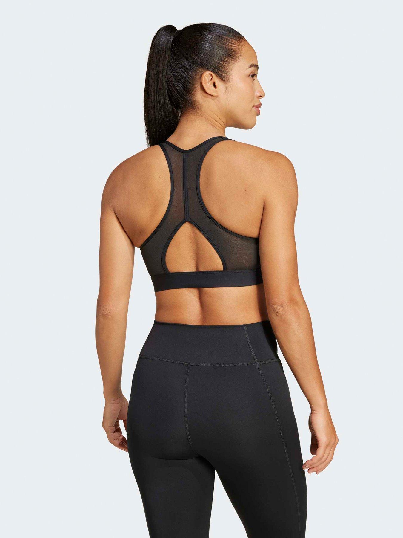 Image 2 of 6 of adidas Womens Training Workout Essentials Medium Support Bra - Black