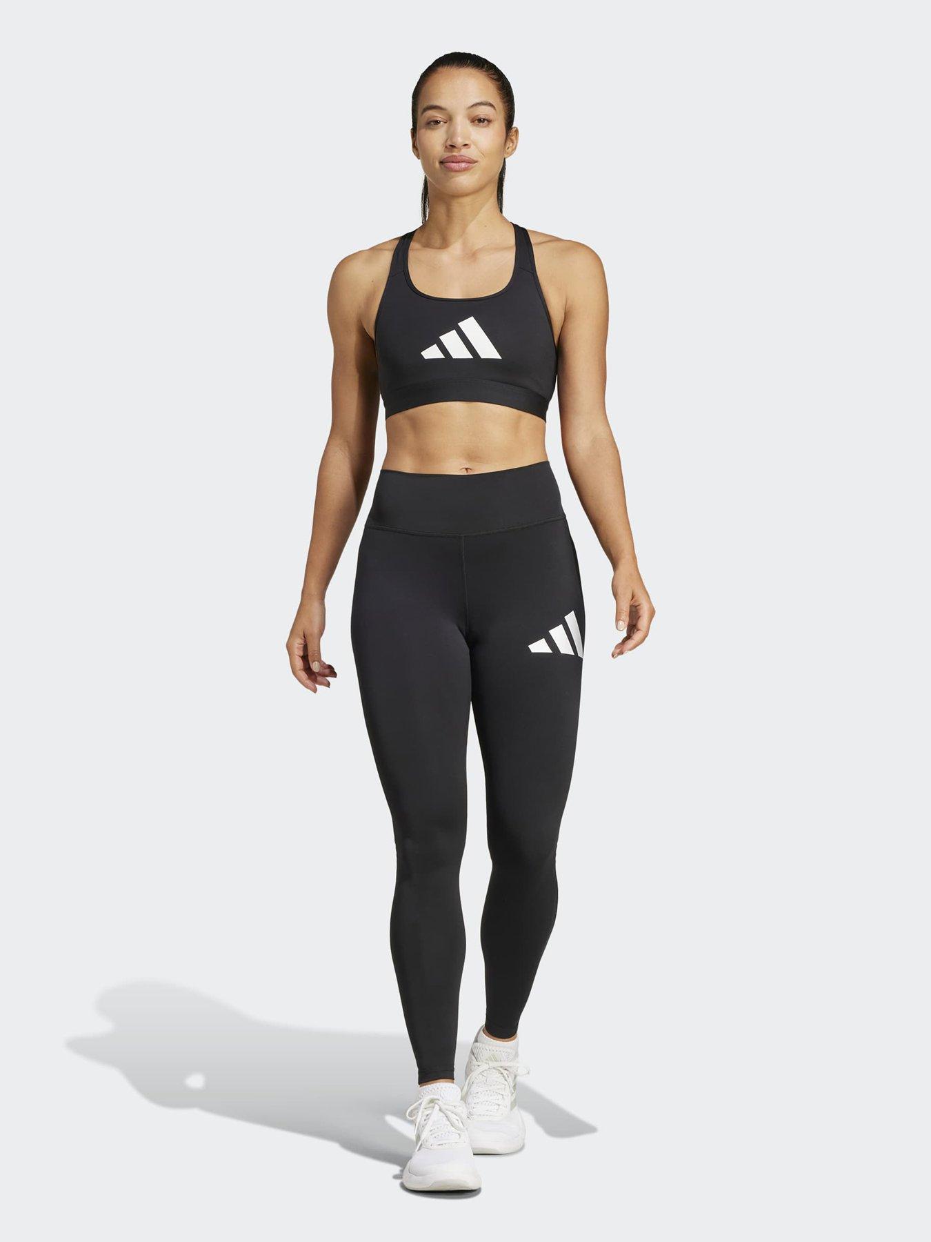 Image 3 of 6 of adidas Womens Training Workout Essentials Medium Support Bra - Black