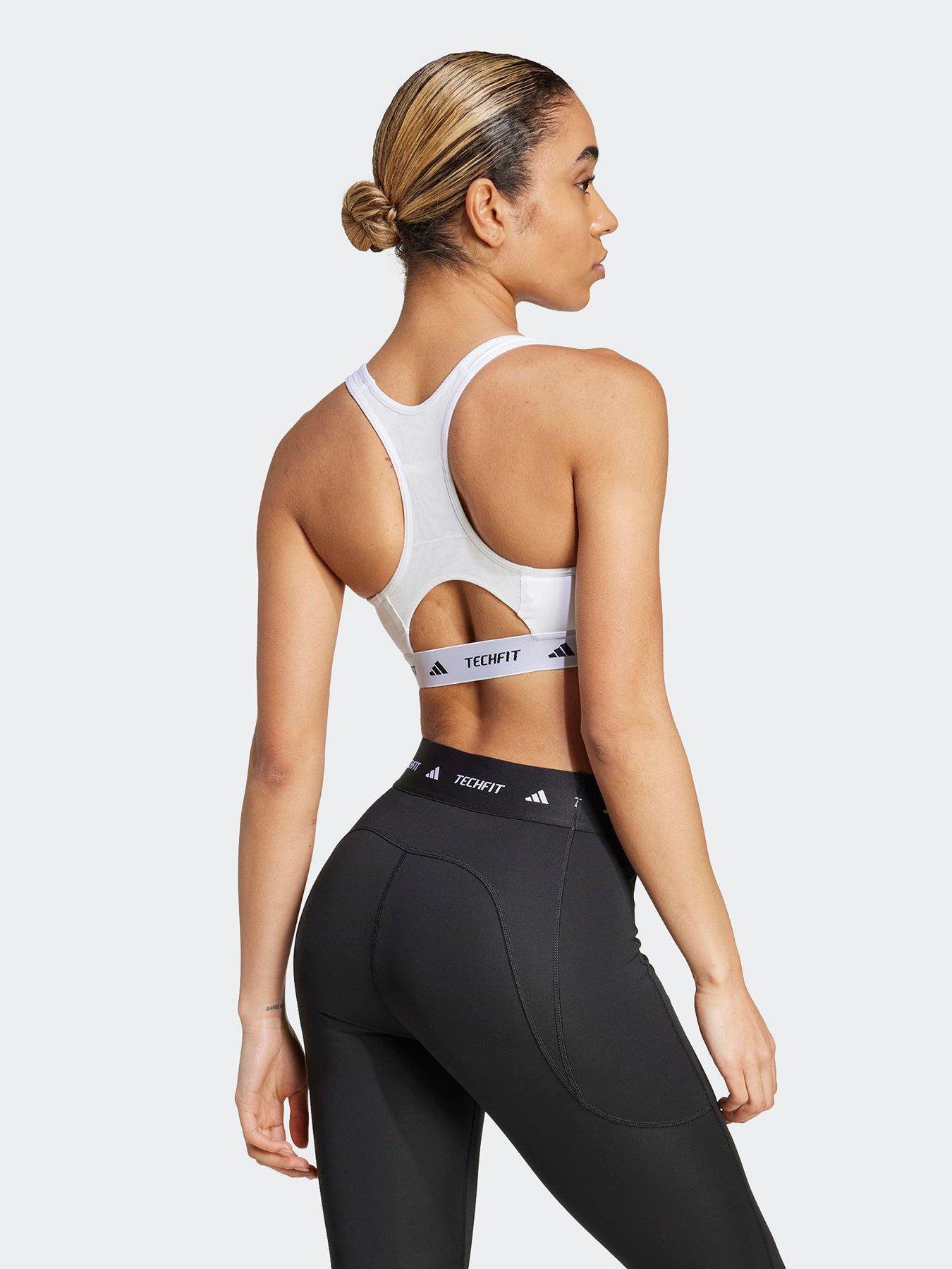 Image 2 of 5 of adidas Womens Training Techfit Medium Support Bra - White