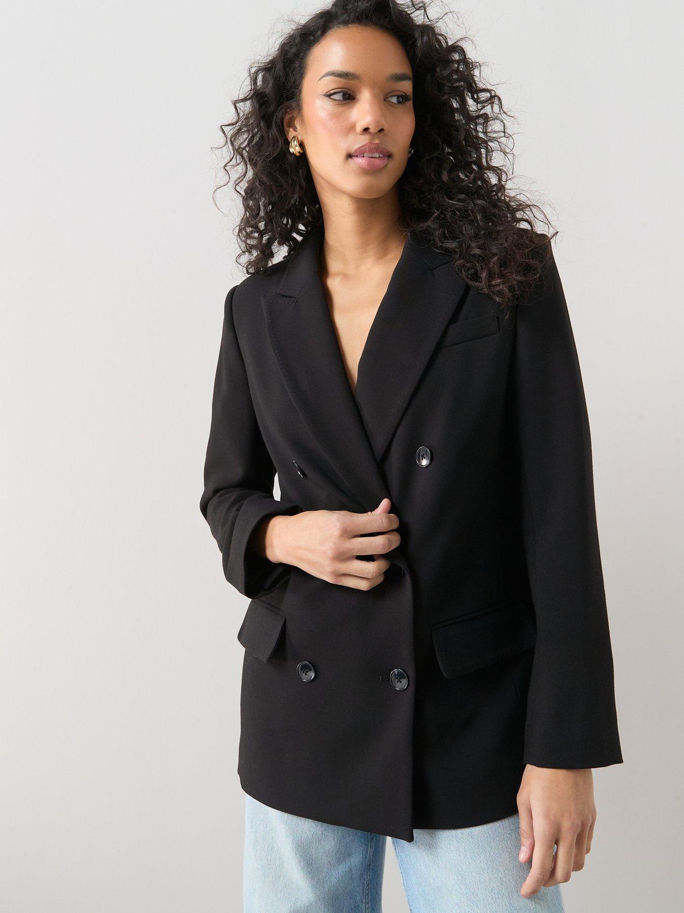  image of the-very-collection-structured-double-breasted-blazer-black