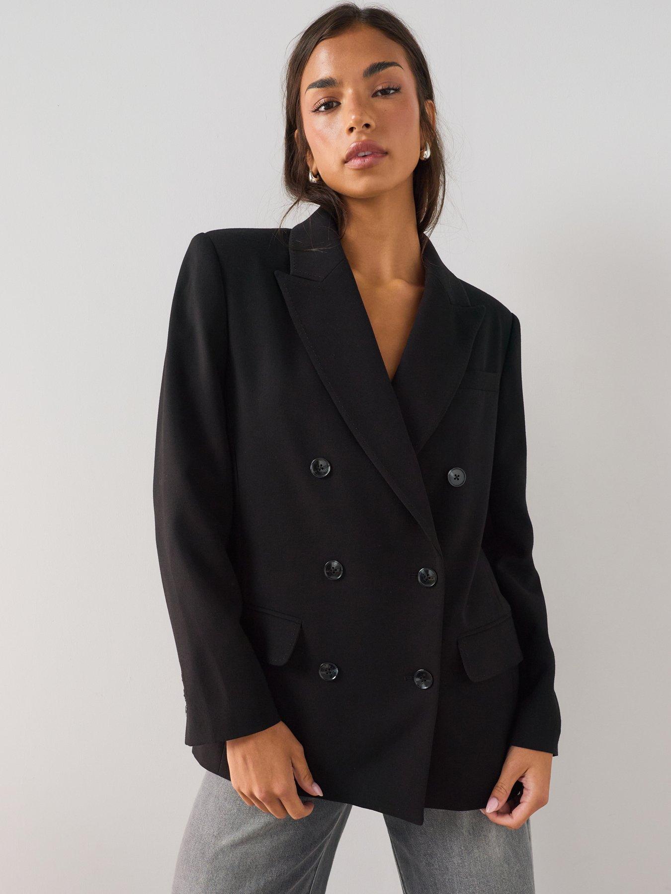 The Very Collection Structured Double Breasted Blazer - Black