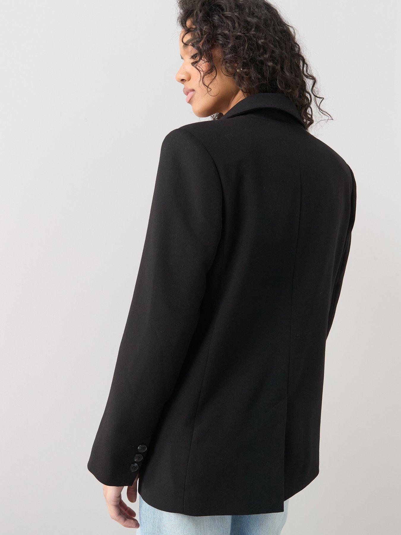  image of the-very-collection-structured-double-breasted-blazer-black