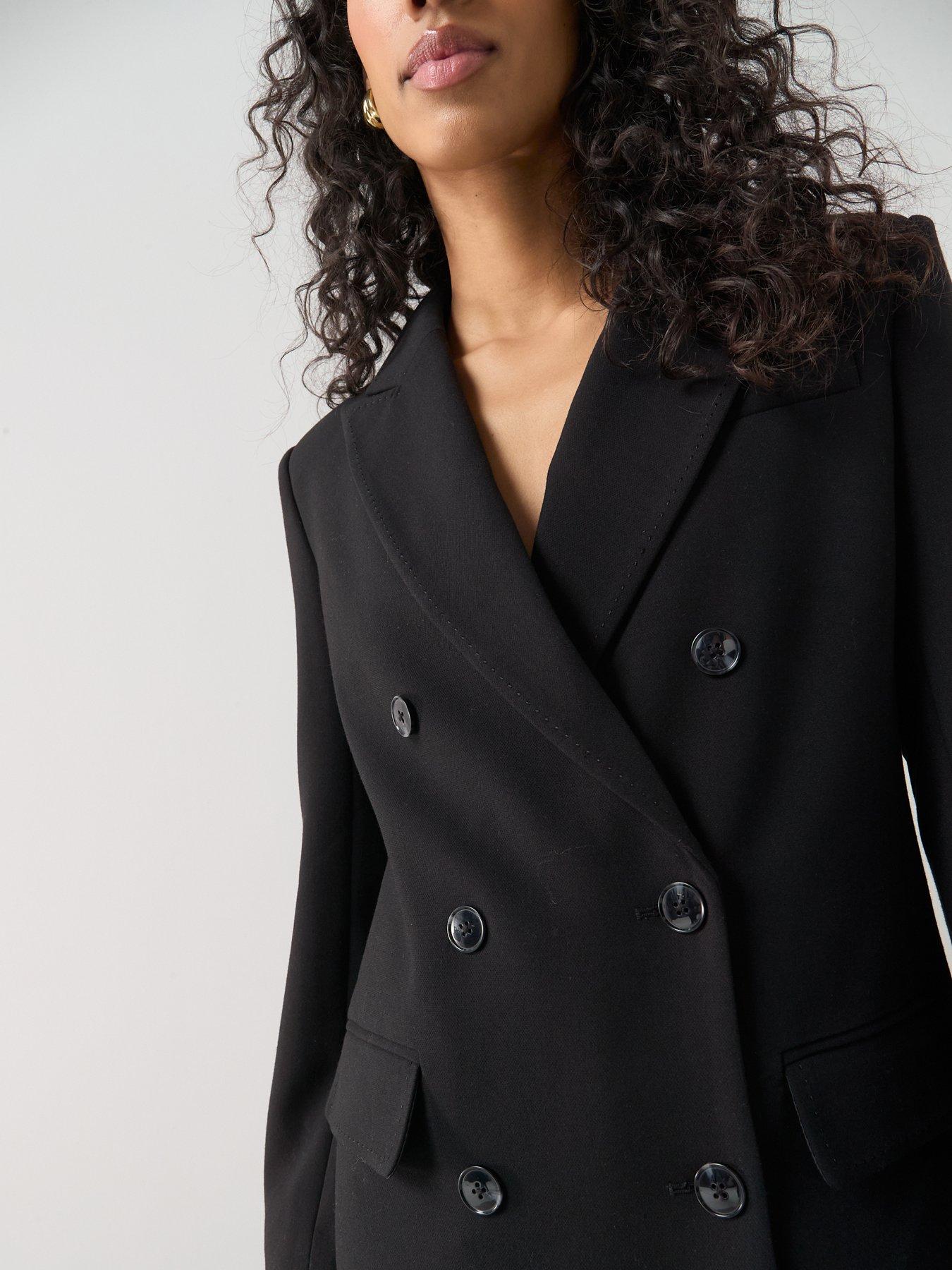  image of the-very-collection-structured-double-breasted-blazer-black