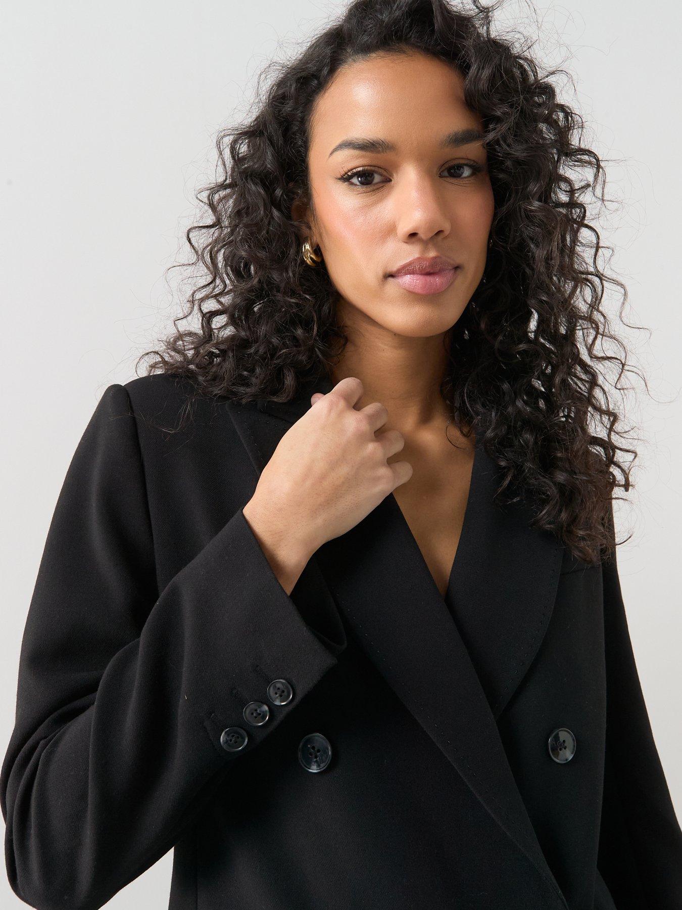  image of the-very-collection-structured-double-breasted-blazer-black