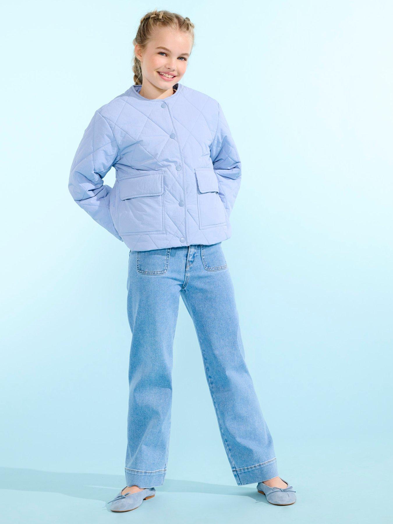 Only Kids Girls Quilted Jacket - Light Blue