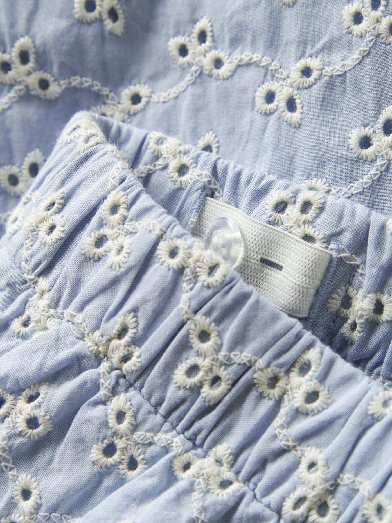 Image 4 of 4 of Lil Atelier Mini Girls Co-ord Broderie Anglais Wide Trousers - Light Blue