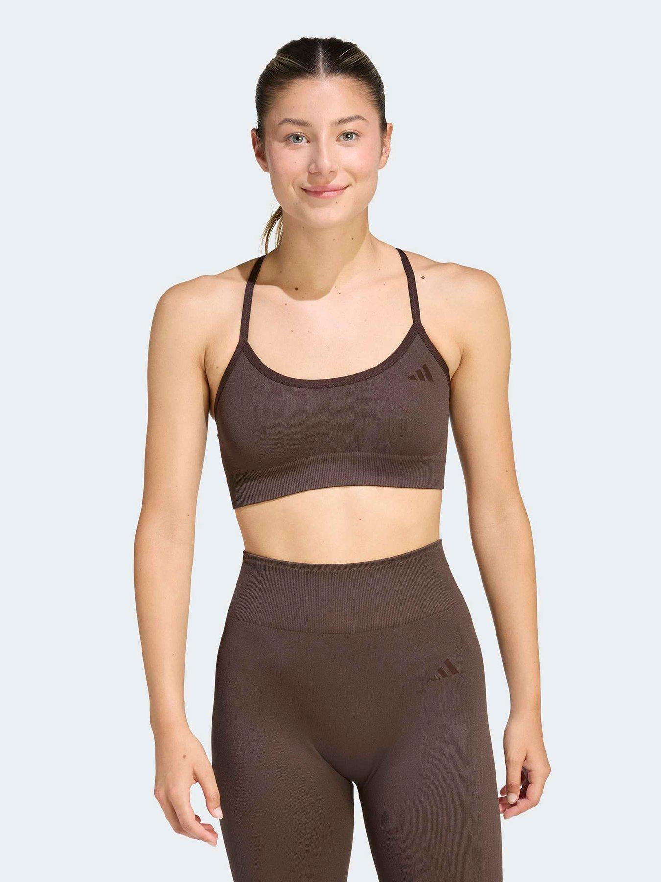  image of adidas-womens-training-workout-essentials-light-support-bra-brown