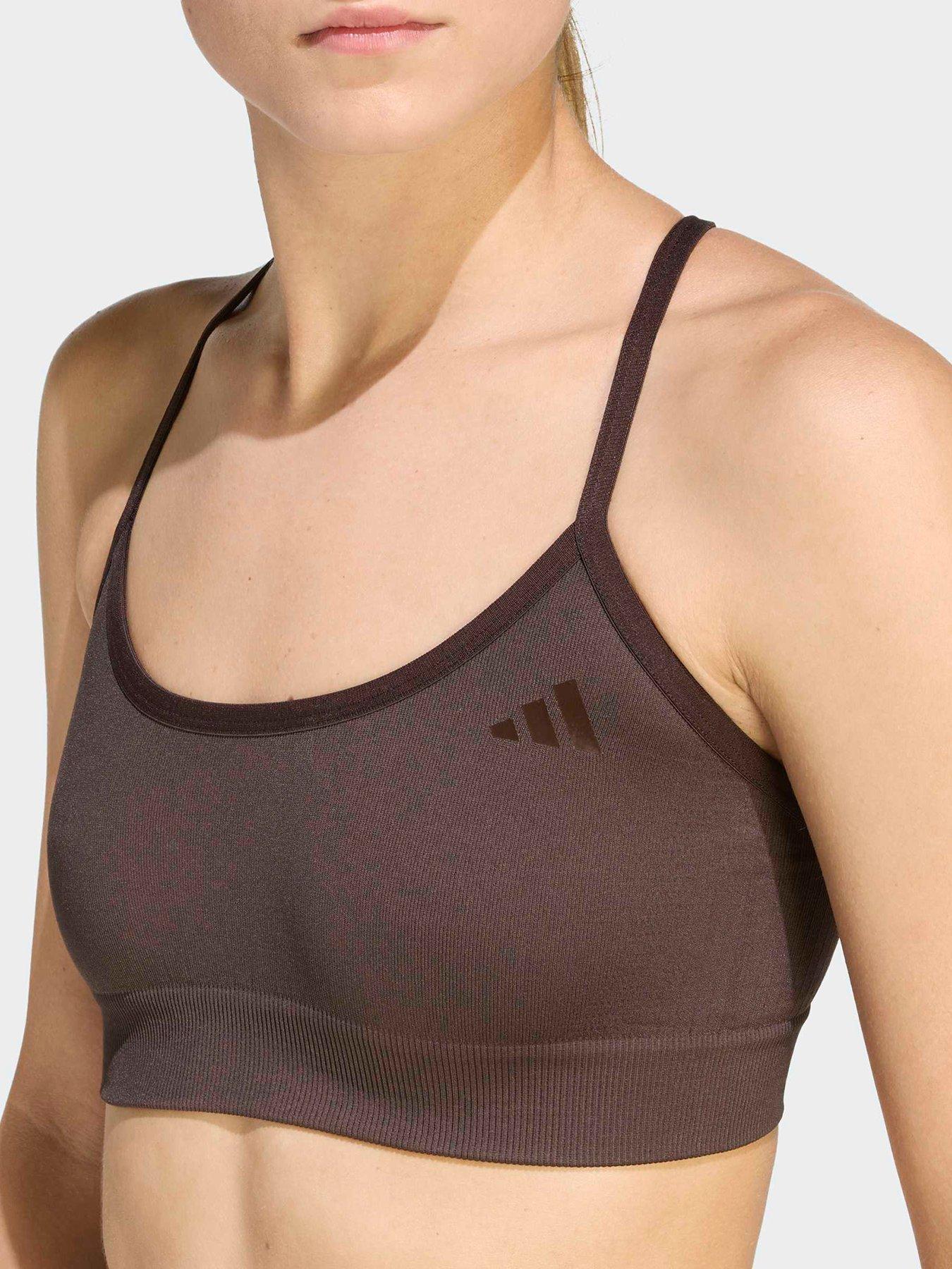  image of adidas-womens-training-workout-essentials-light-support-bra-brown