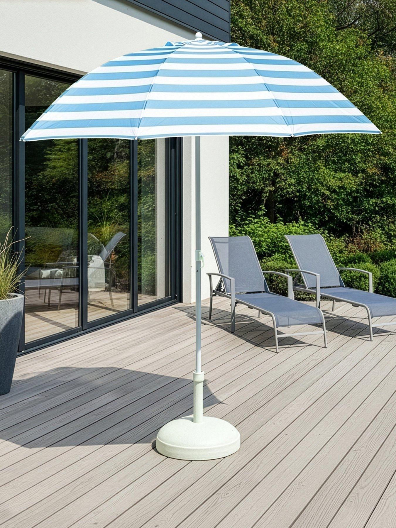 front image of the-very-collection-2m-push-up-parasol--blue-stripe