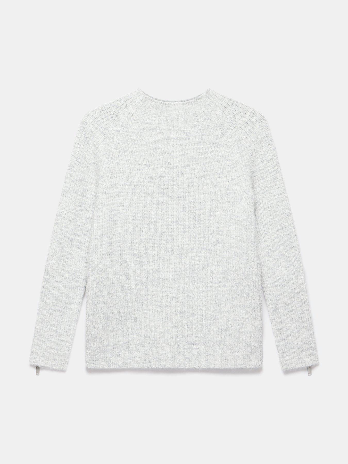 Image 5 of 6 of Mint Velvet Zip Detail Funnel Jumper - Grey