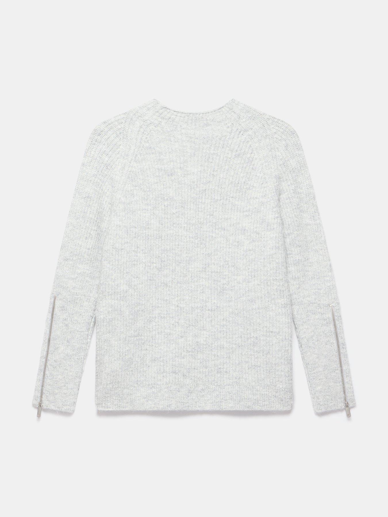 Image 6 of 6 of Mint Velvet Zip Detail Funnel Jumper - Grey