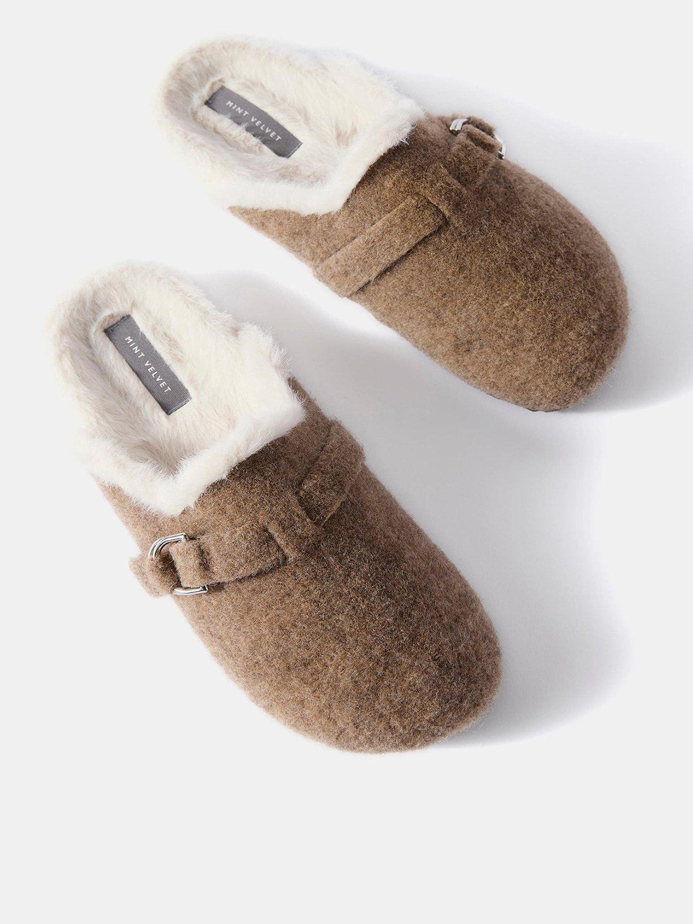  image of mint-velvet-felt-clog-slipper-brown