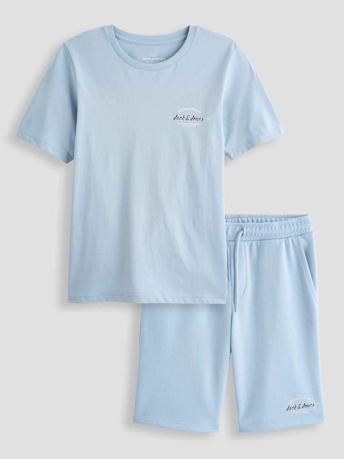 Jack & Jones Junior Boys Brandon Tshirt  &  Shorts Set - Celestial Blue