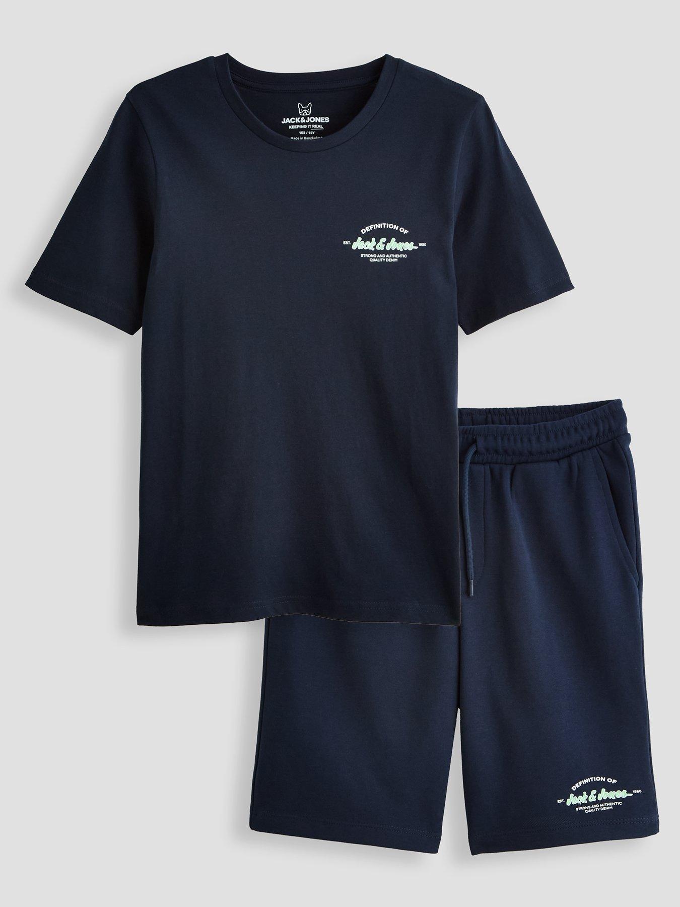 Jack & Jones Junior Boys Brandon T-shirt  &  Shorts Set - Navy