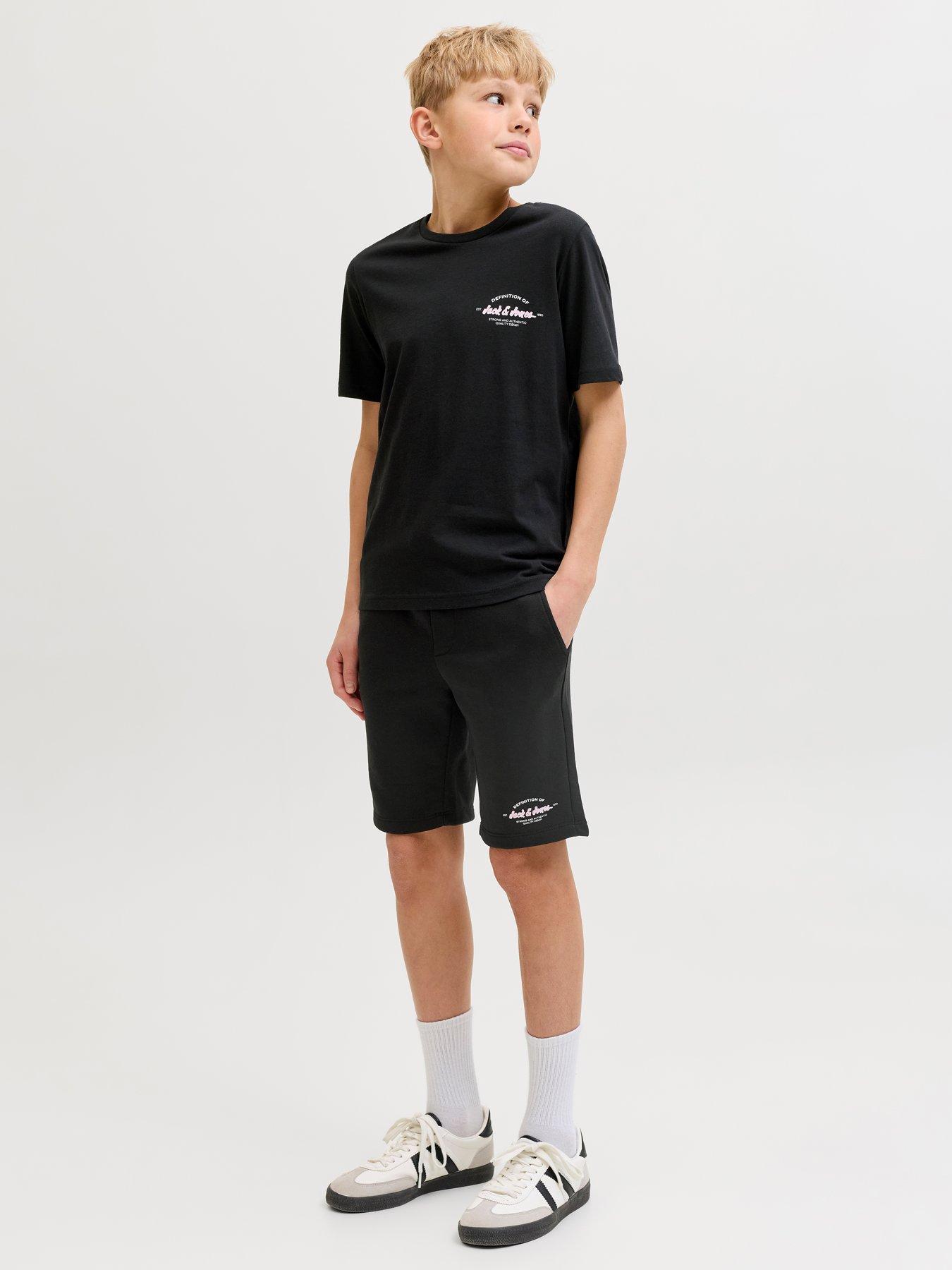 Jack & Jones Junior Boys Brandon T-shirt  &  Shorts Set - Black