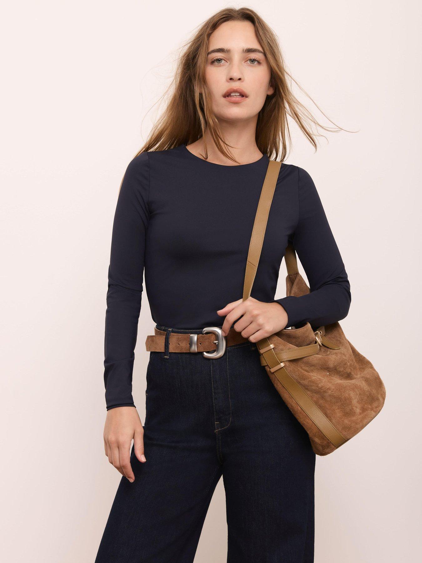 Image 1 of 6 of Mint Velvet Navy Layering Crew Neck Top - Blue