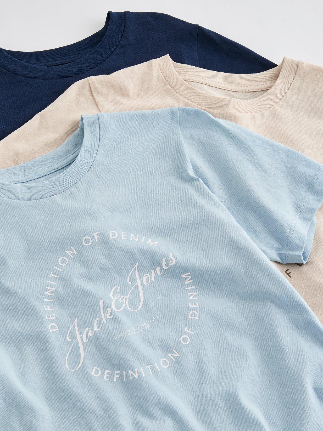 Image 5 of 5 of Jack & Jones Junior Boys Grayson 3 Pack Short Sleeve T-shirts - Multi