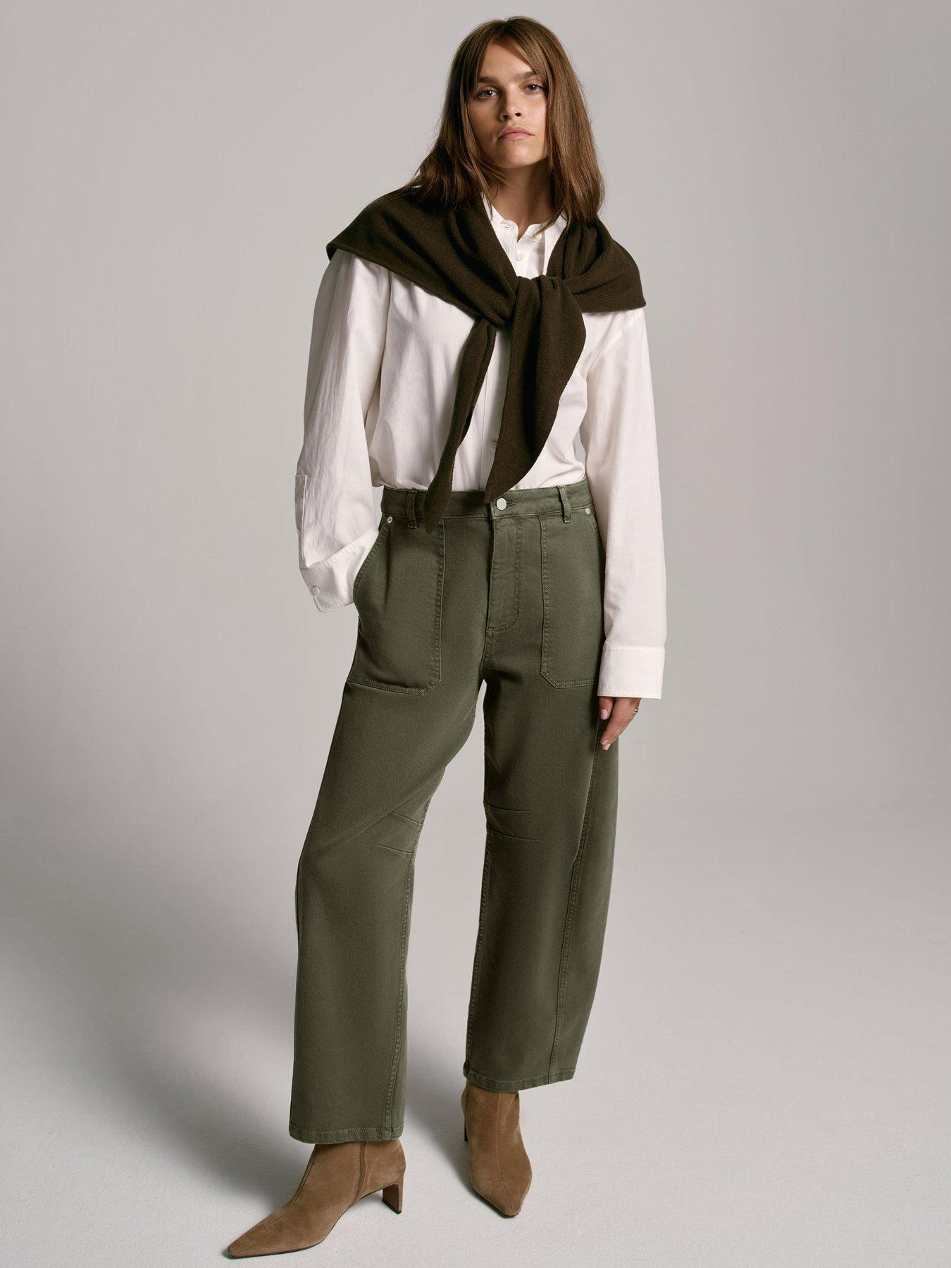  image of mint-velvet-khaki-utility-barrel-jean-green