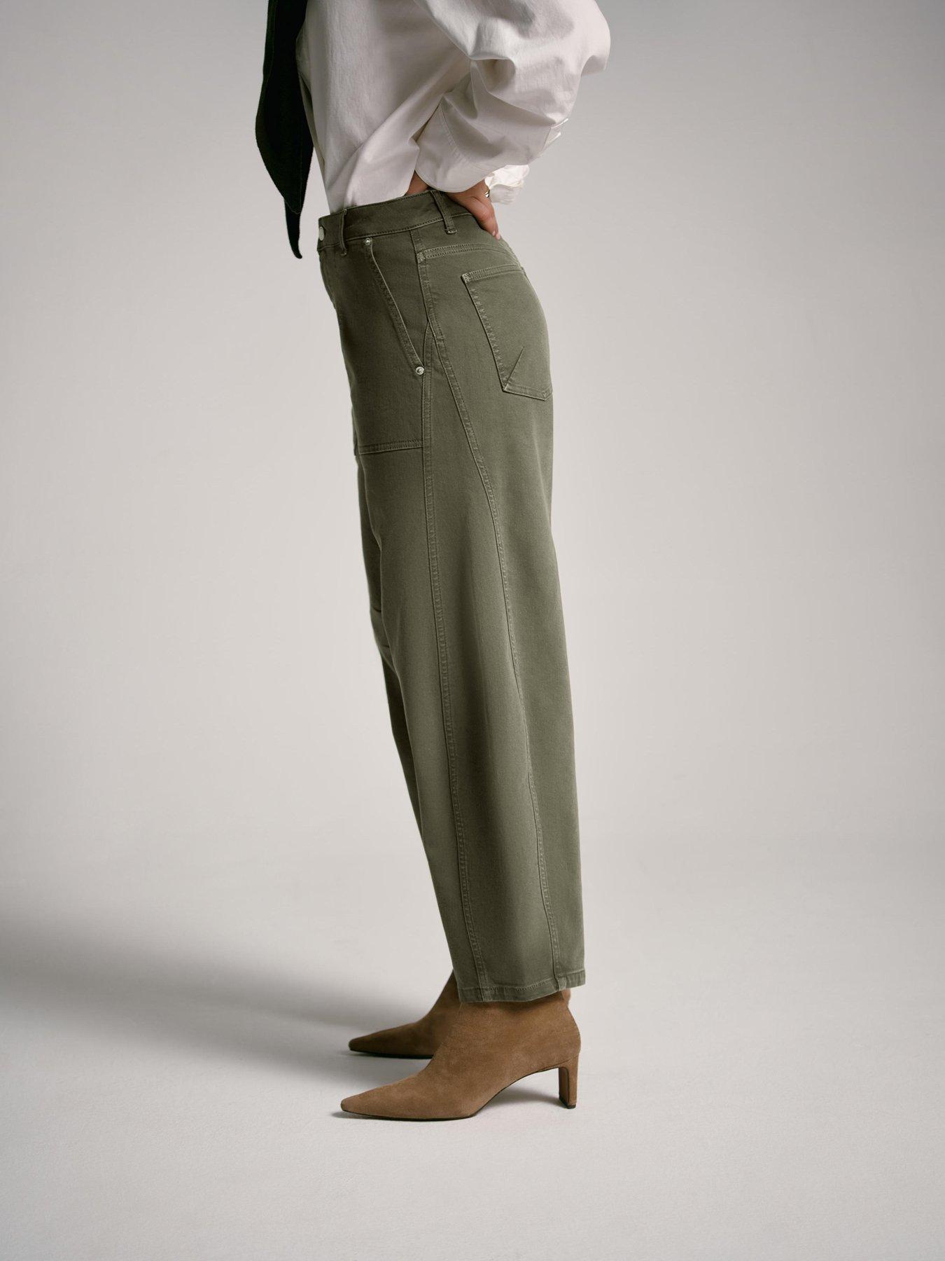  image of mint-velvet-khaki-utility-barrel-jean-green