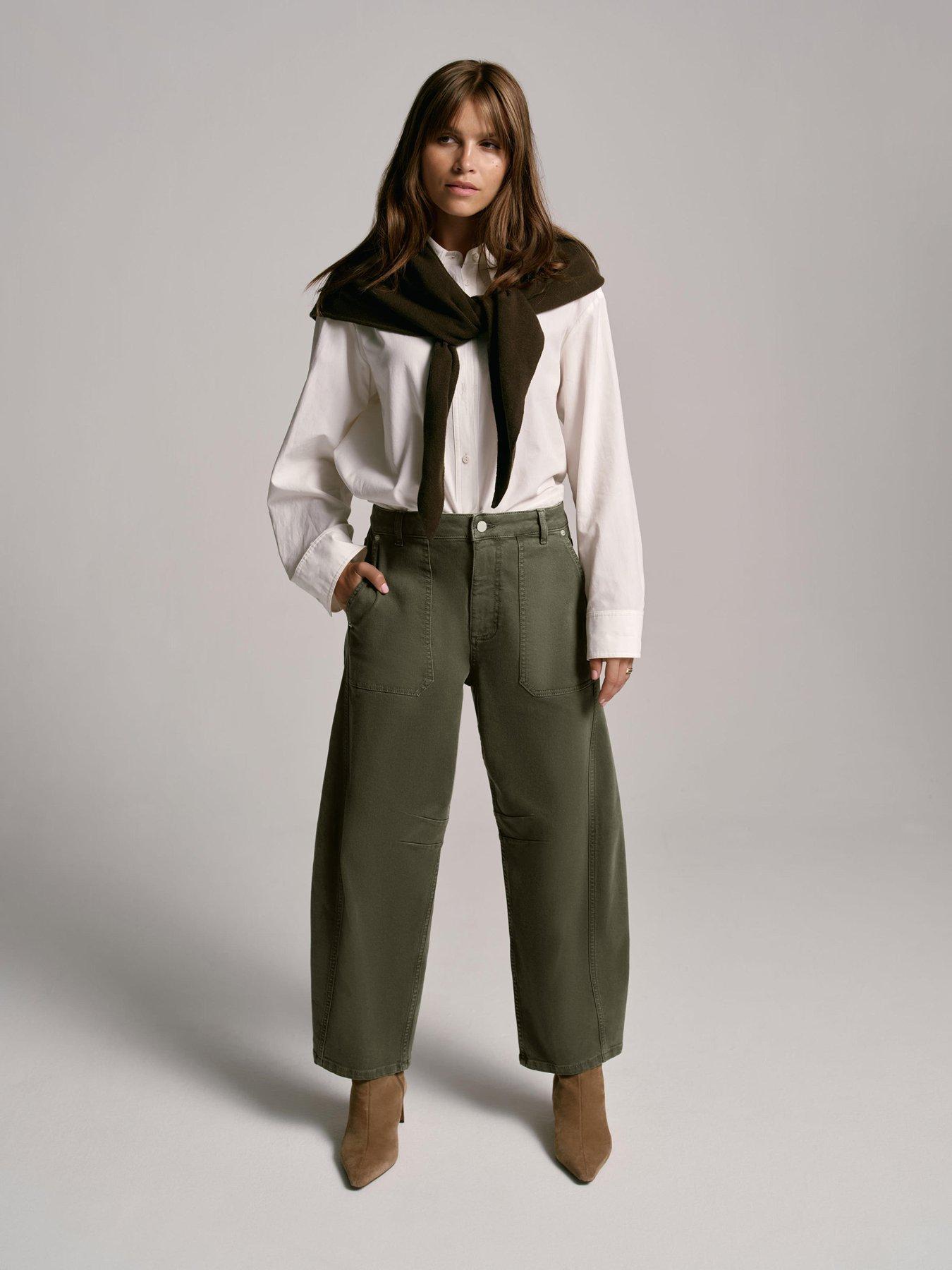  image of mint-velvet-khaki-utility-barrel-jean-green