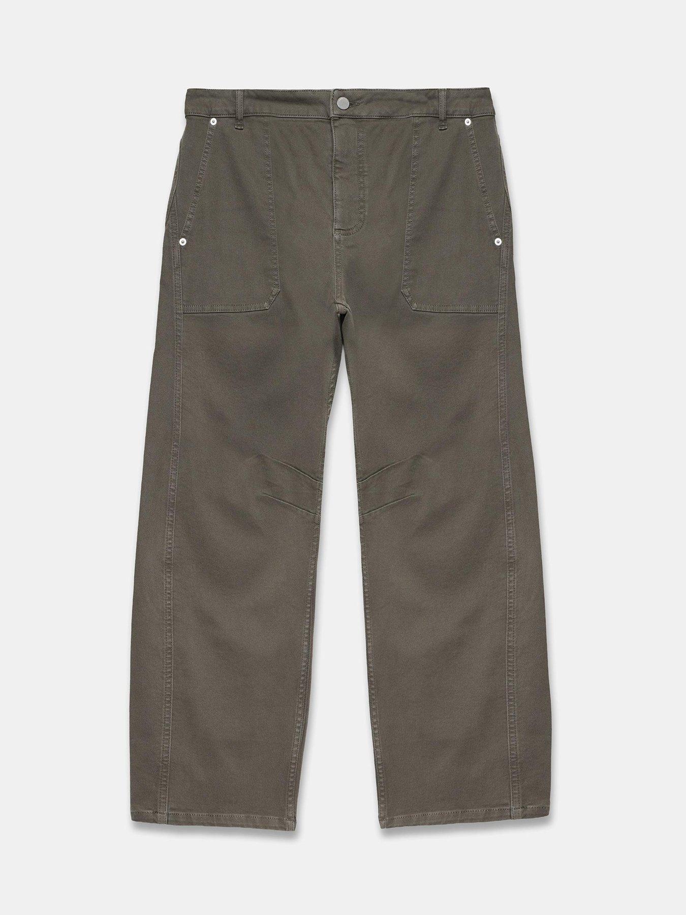  image of mint-velvet-khaki-utility-barrel-jean-green