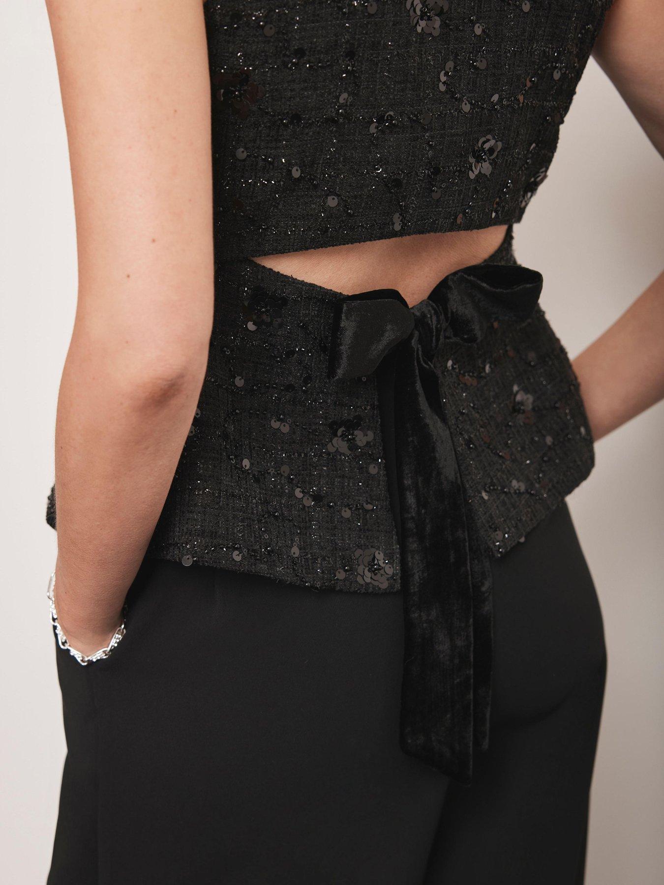  image of mint-velvet-boucle-waistcoat-black