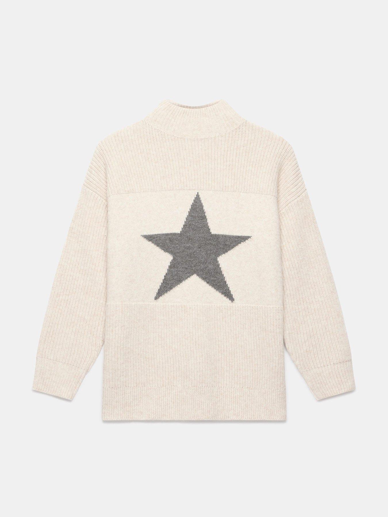  image of mint-velvet-neutral-star-high-neck-jumper-cream