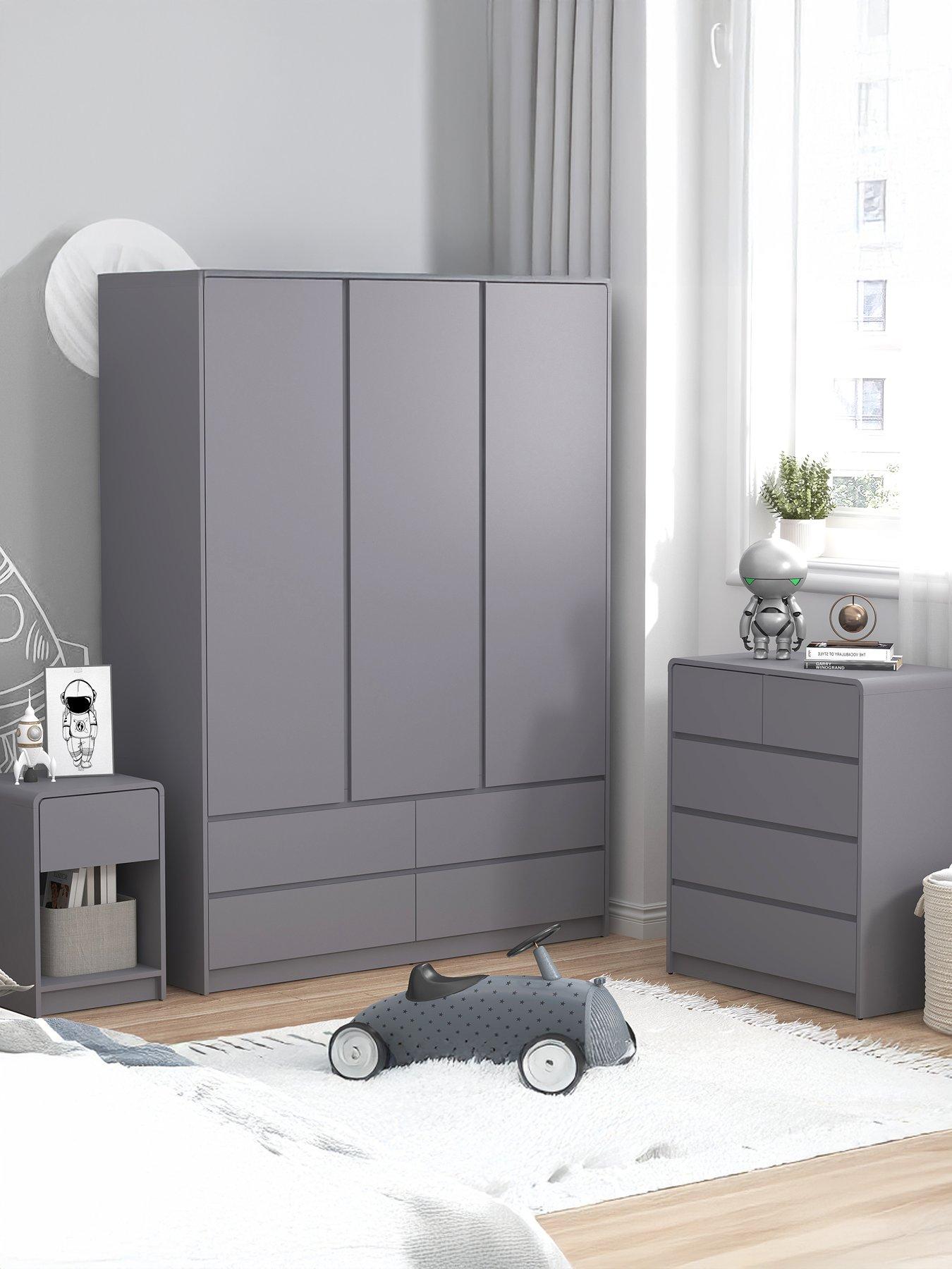 The Very Collection Bailey Kids 3 Door Wardrobe, Chest  &  Bedside Bedroom Package