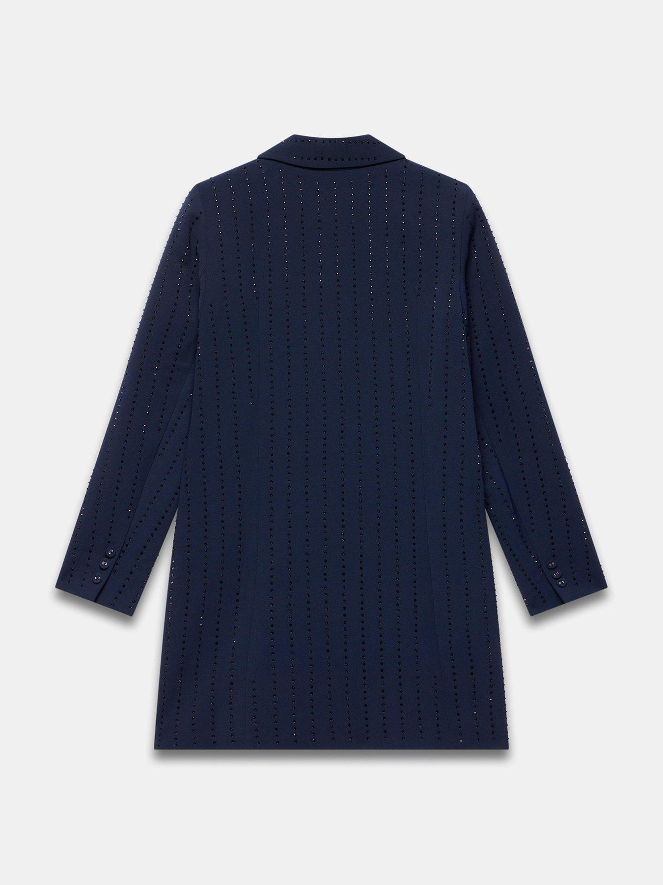  image of mint-velvet-hotfix-pinstripe-blazer-dress-blue