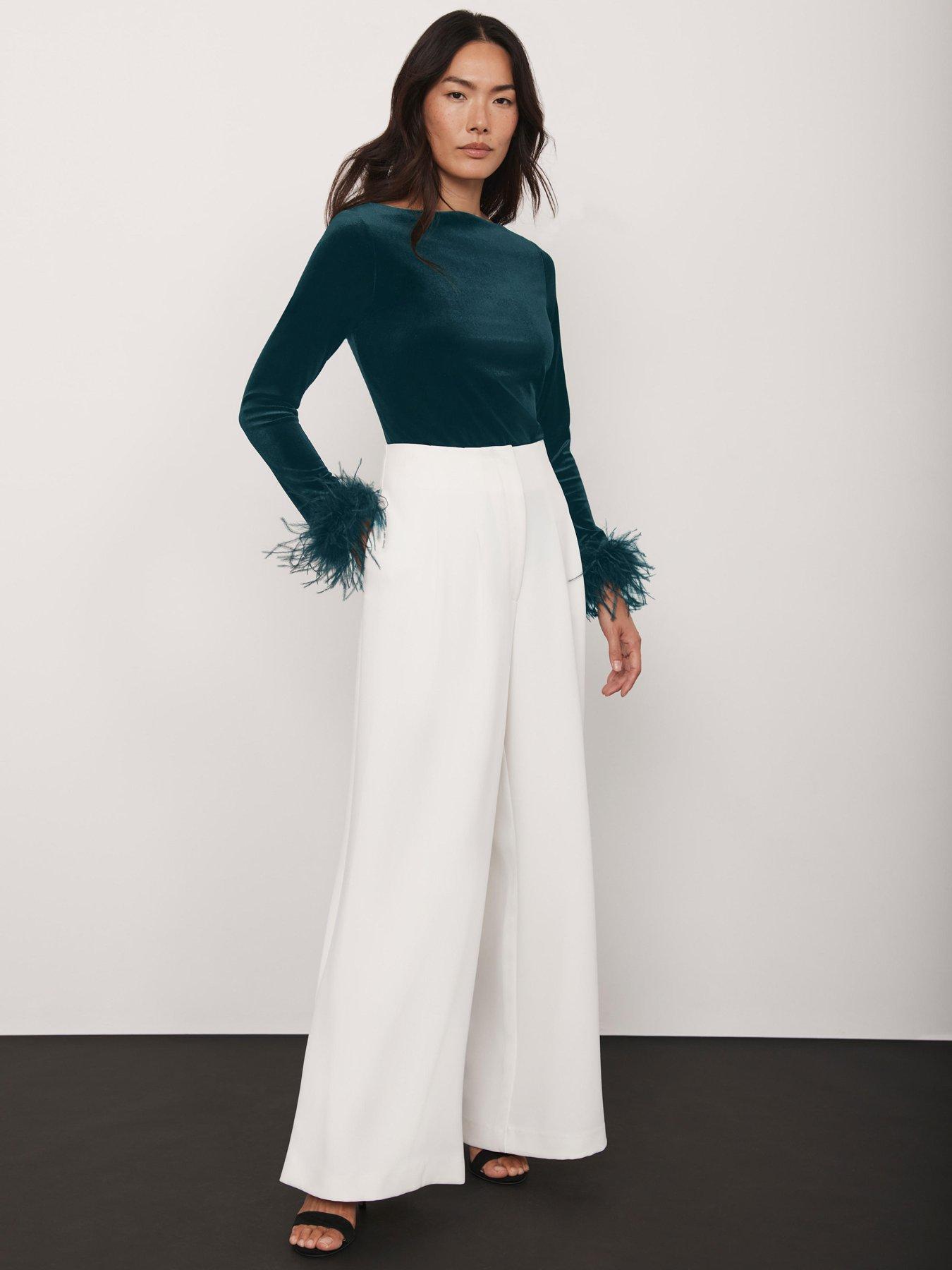 Image 3 of 6 of Mint Velvet Feather Top - Green