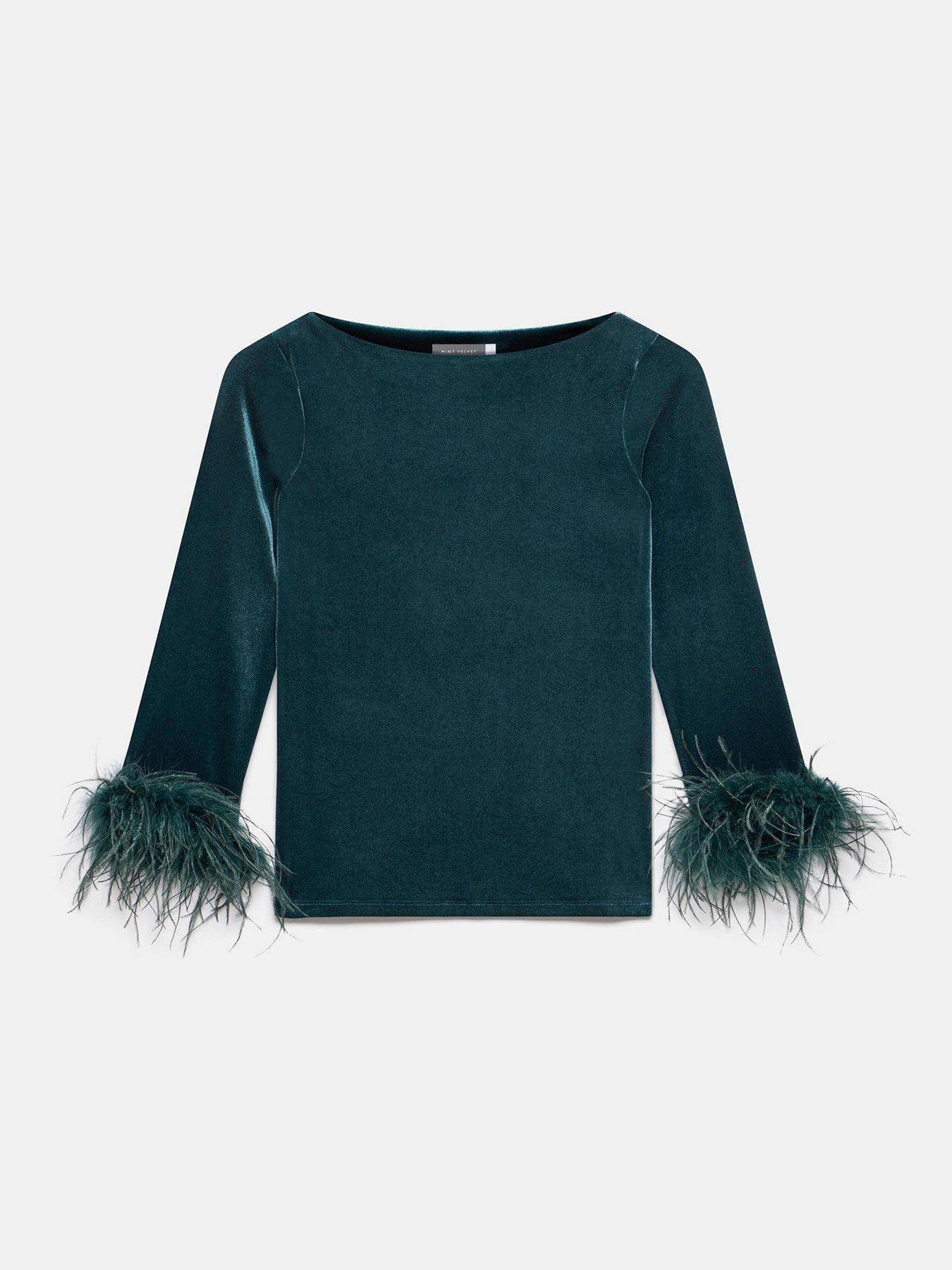 Image 5 of 6 of Mint Velvet Feather Top - Green