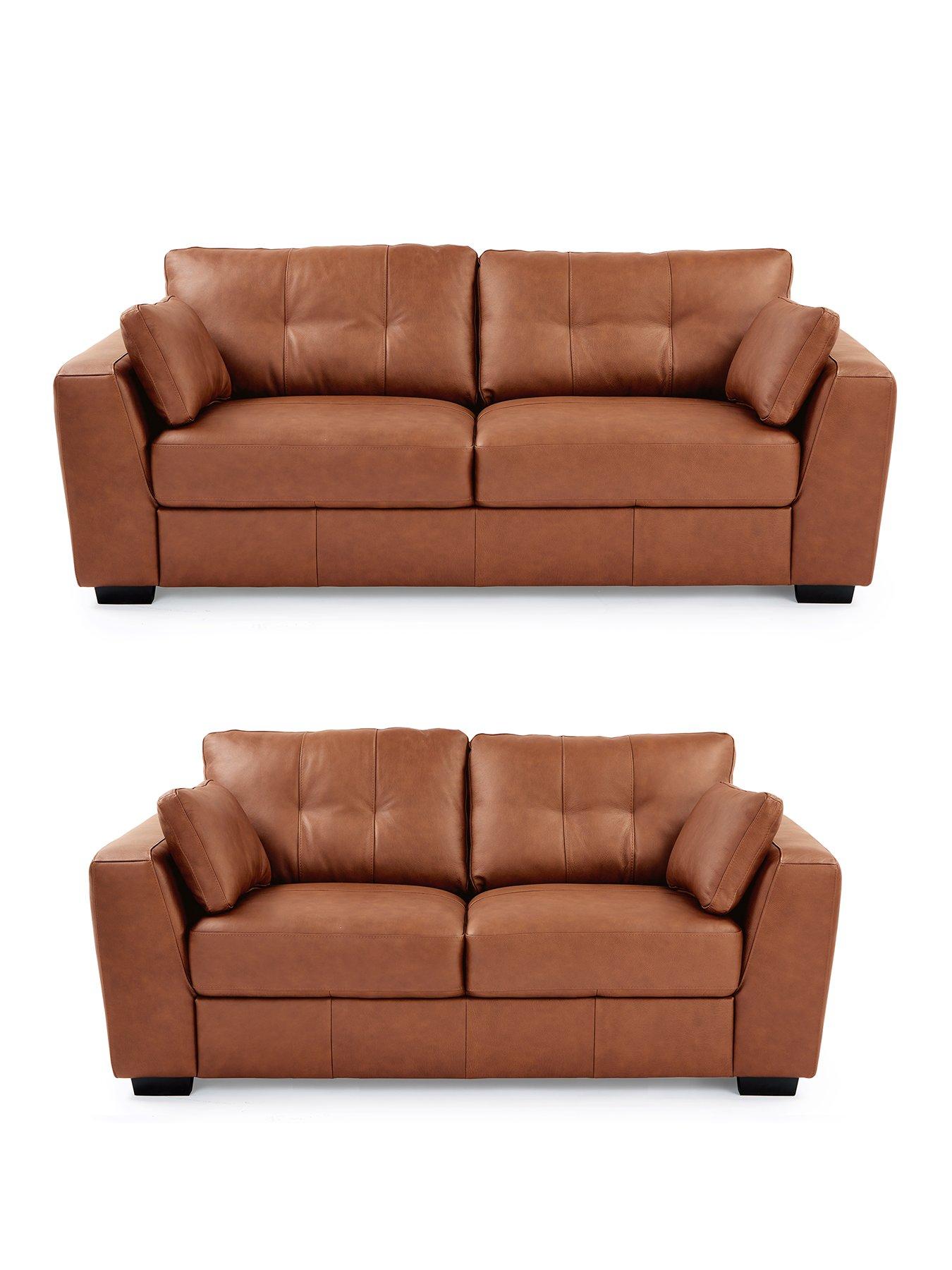 The Very Collection Arden Italian Leather 3 Seater + 2 Seater Sofa Set (Buy  &  SAVE!) - FSC® Certified