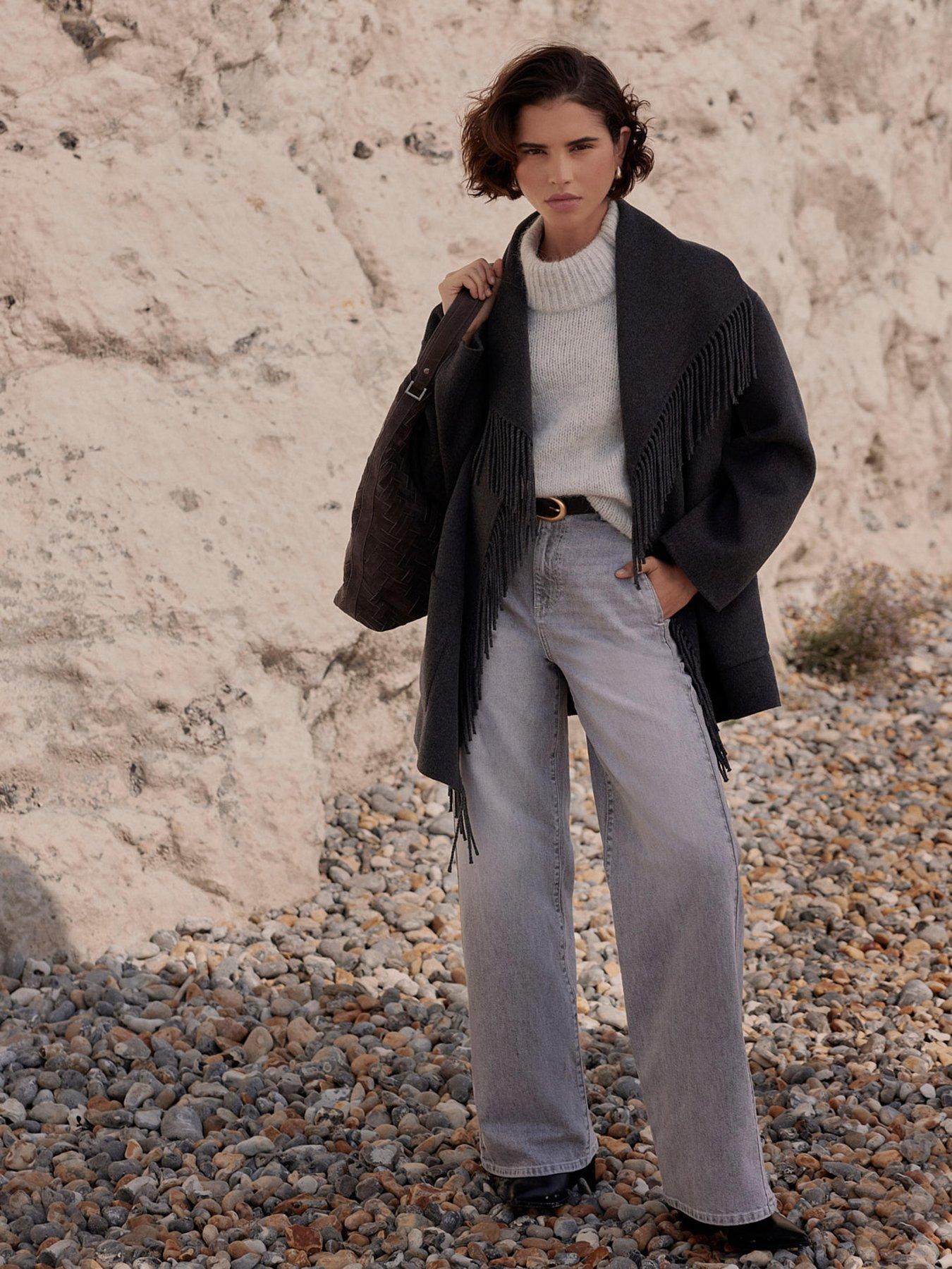  image of mint-velvet-hand-finished-tassel-coat-grey