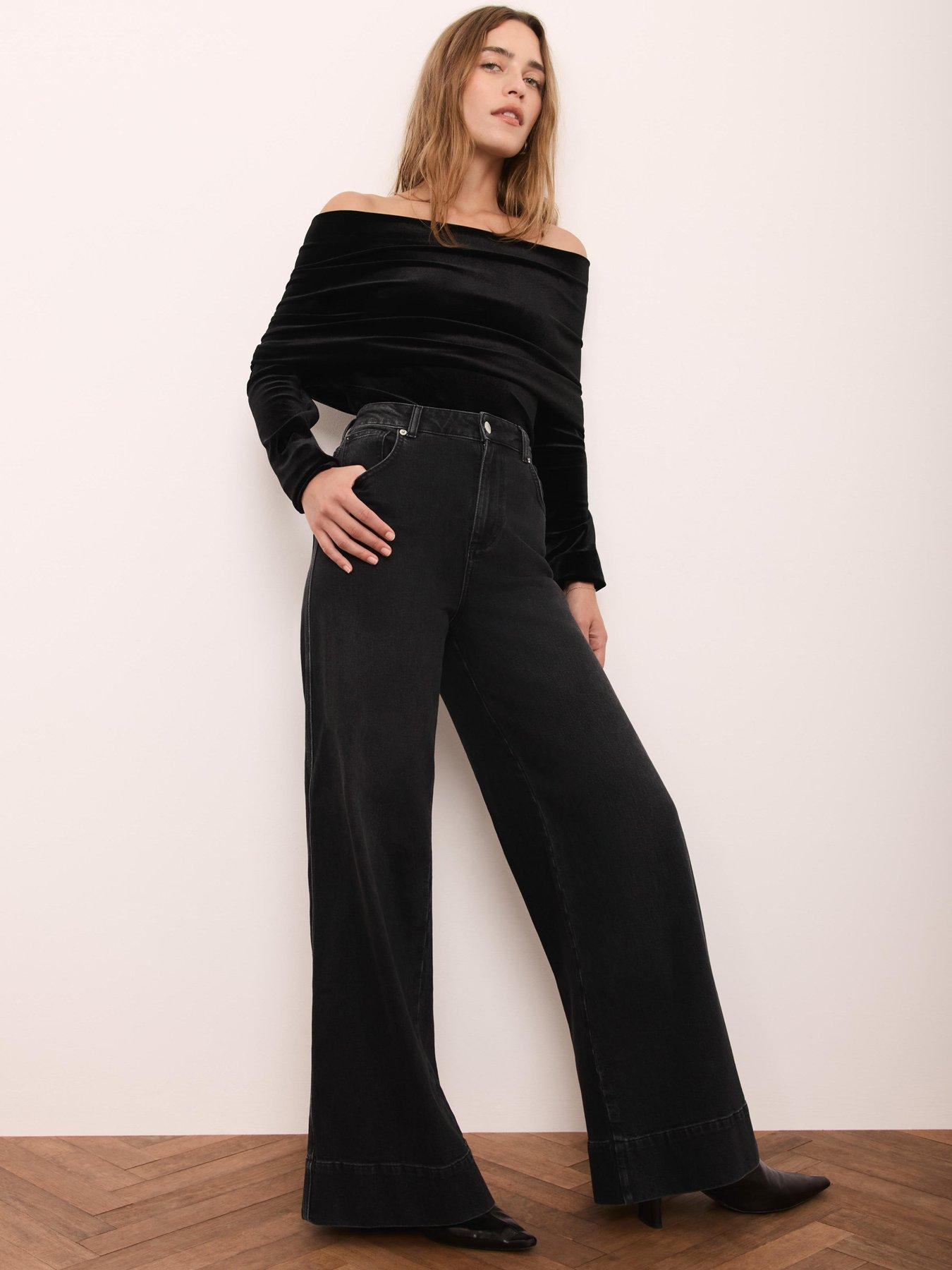  image of mint-velvet-bardot-top-black