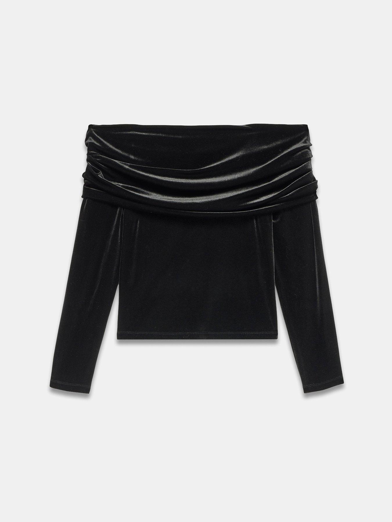  image of mint-velvet-bardot-top-black