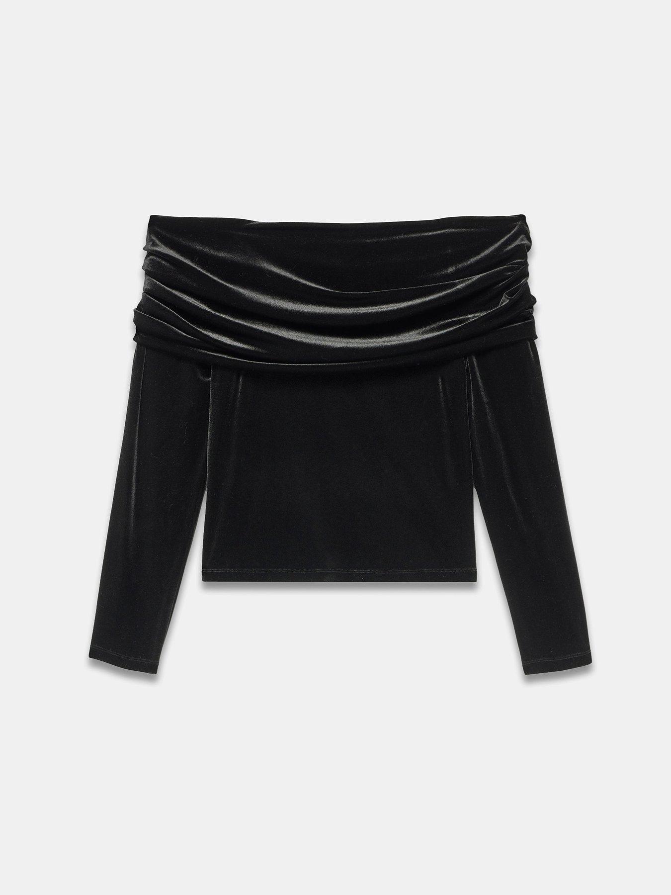 image of mint-velvet-bardot-top-black