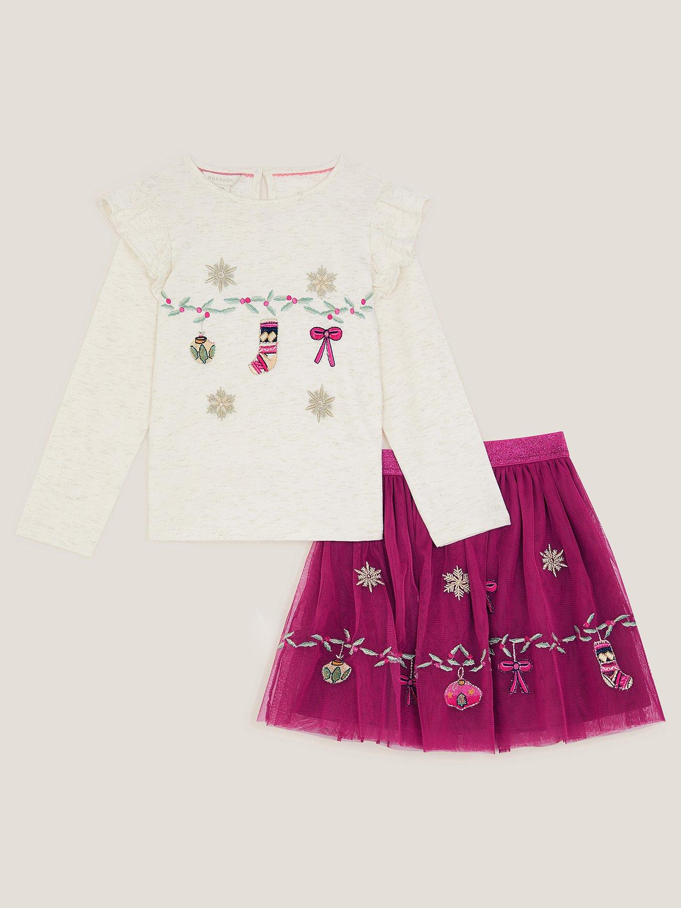  image of monsoon-girls-christmas-garland-disco-set-dark-red