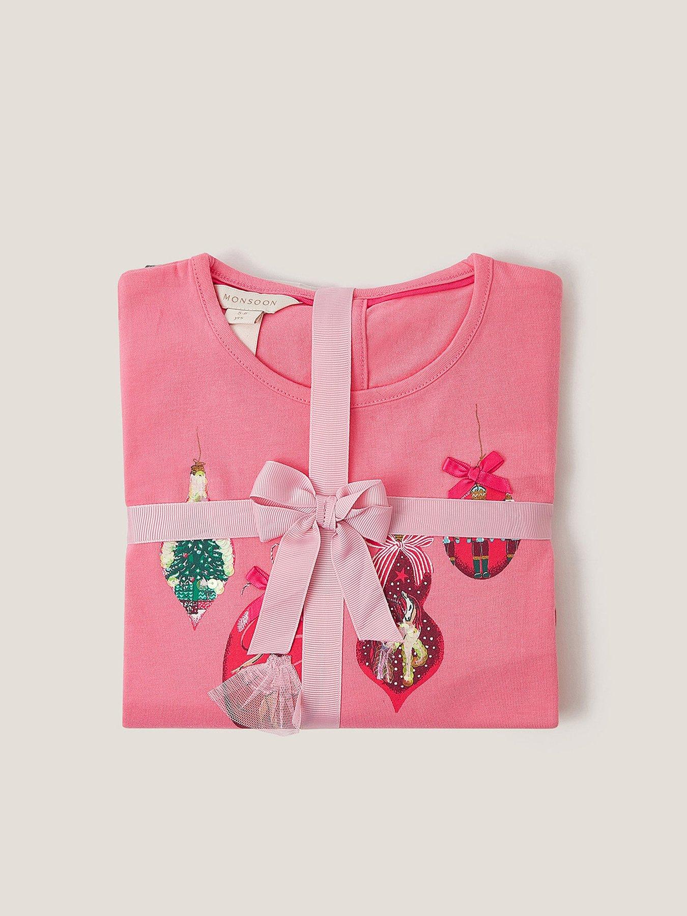 Image 5 of 5 of Monsoon Girls Jersey Christmas Bauble Pyjamas - Pink