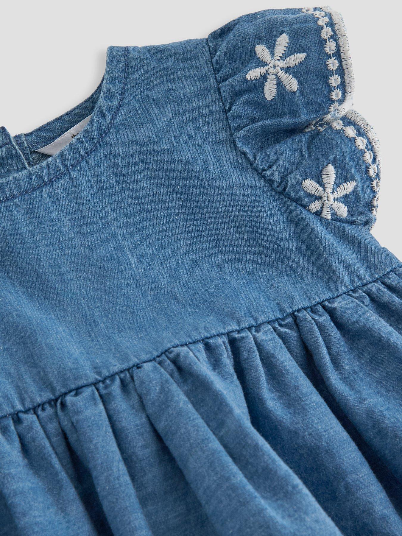 Image 3 of 5 of The Very Collection Broderie Frill Dress And Hat Set - Blue