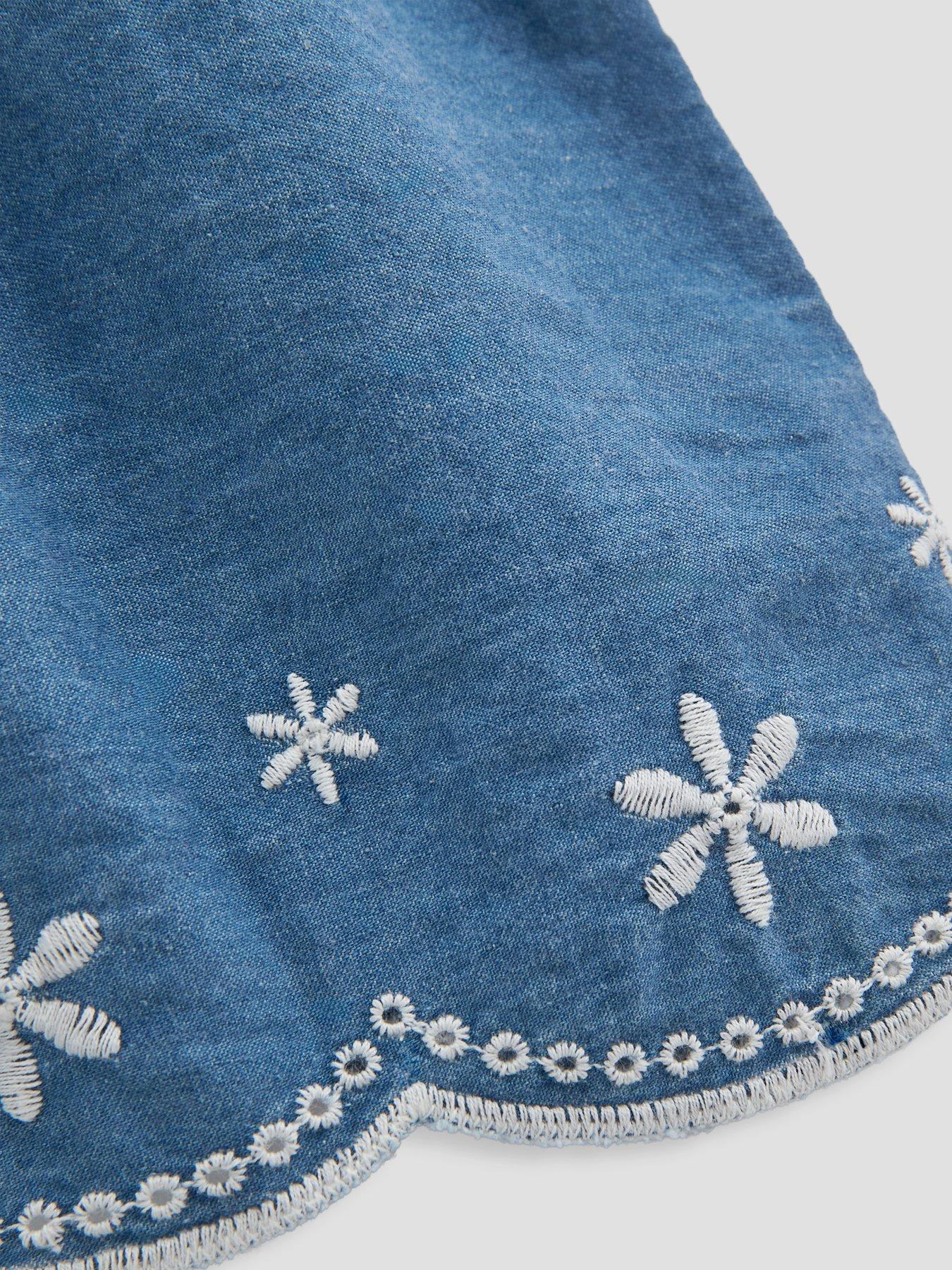 Image 4 of 5 of The Very Collection Broderie Frill Dress And Hat Set - Blue