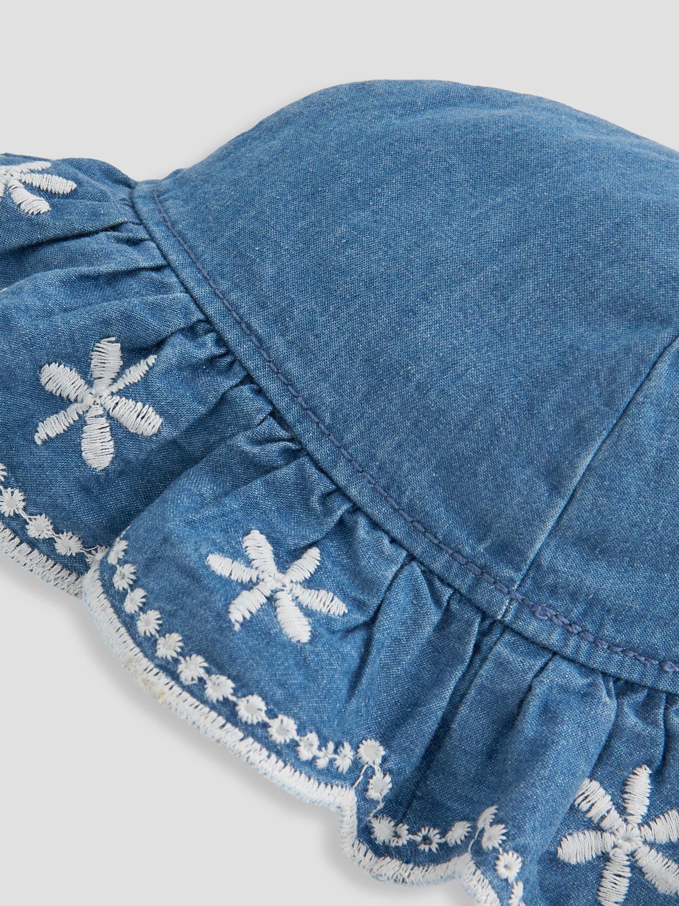 Image 5 of 5 of The Very Collection Broderie Frill Dress And Hat Set - Blue