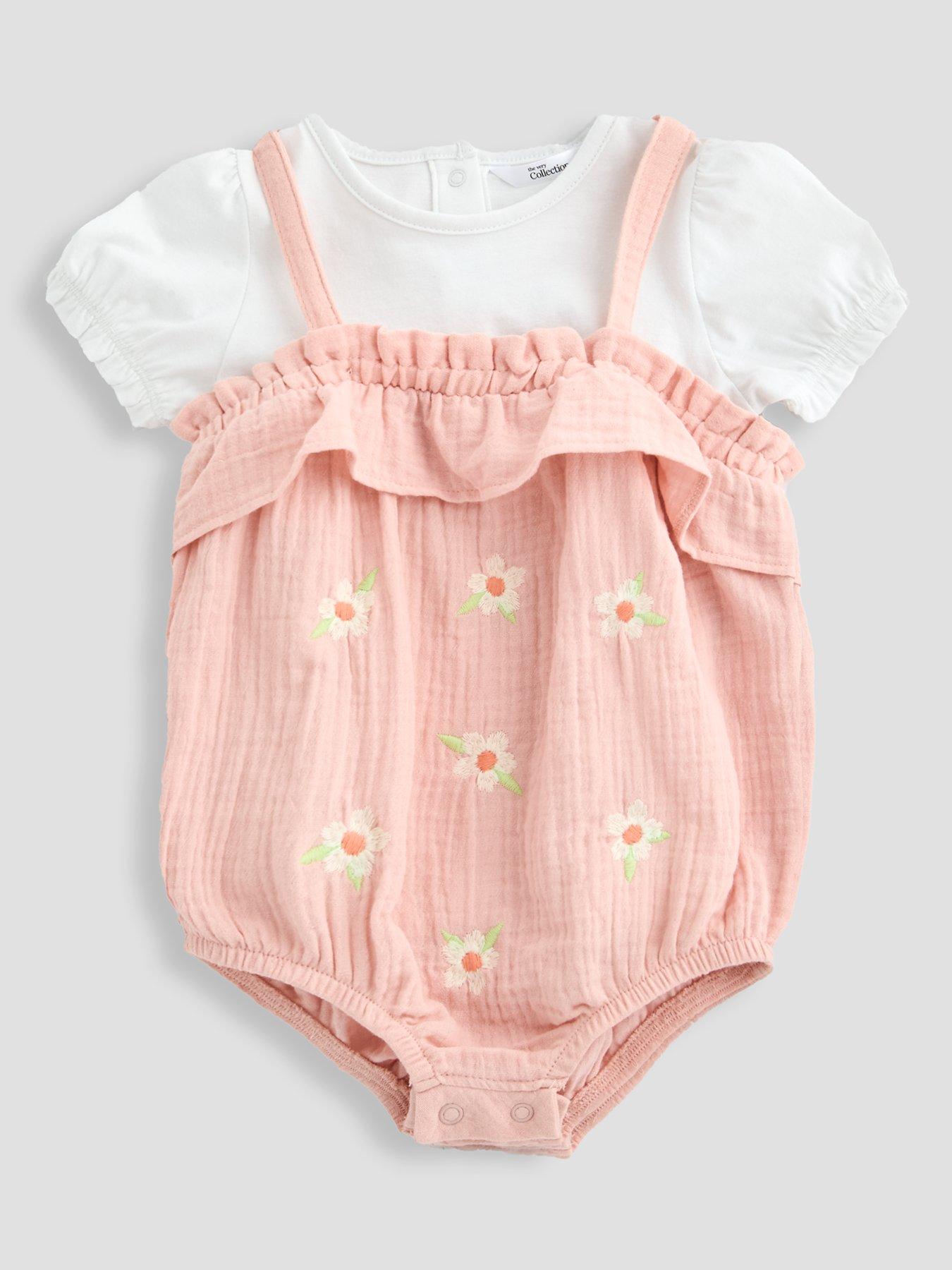 The Very Collection Baby Girl Embroidered Romper And Tee Set