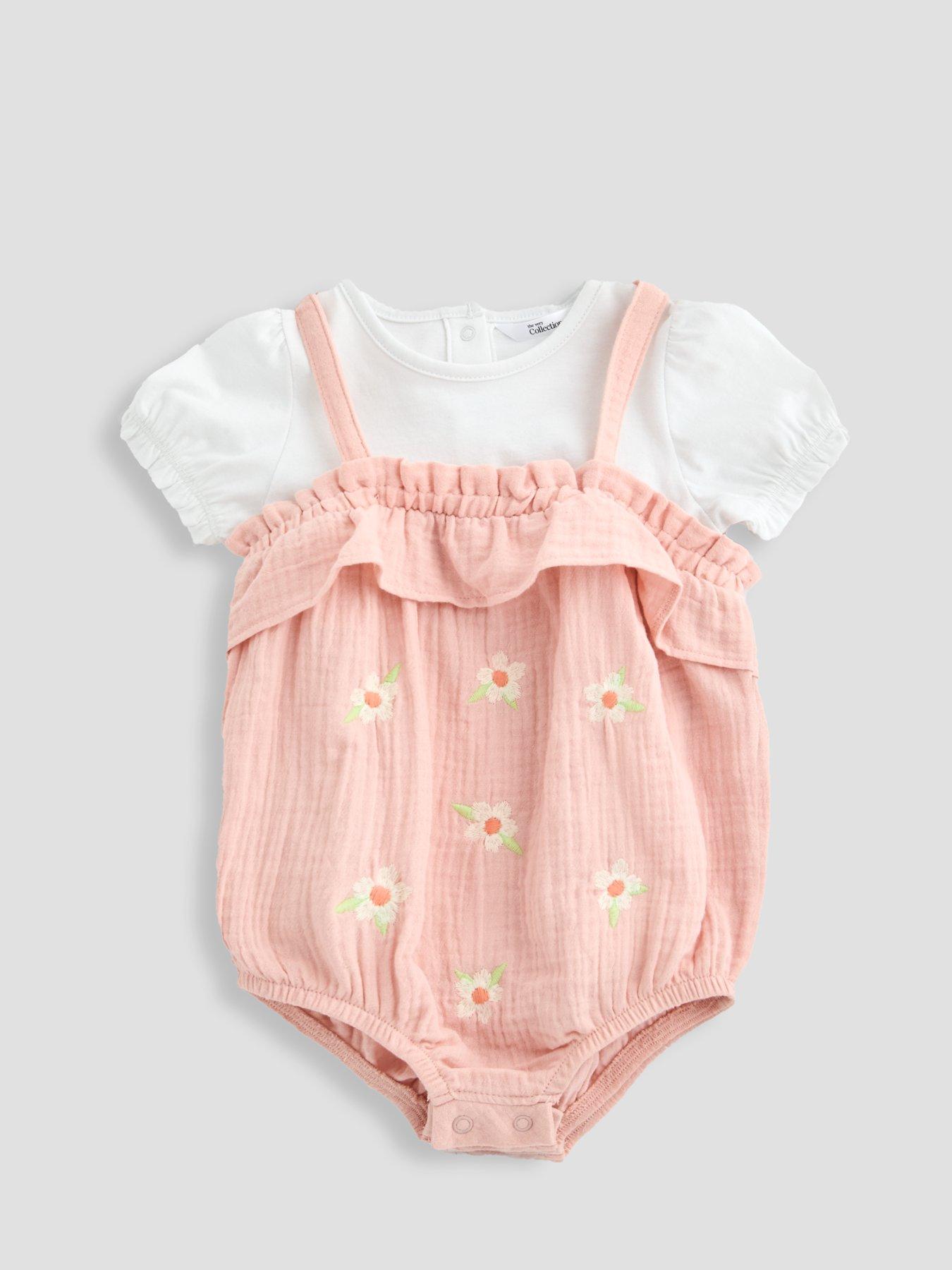 Image 3 of 6 of The Very Collection Baby Girl Embroidered Romper And Tee Set