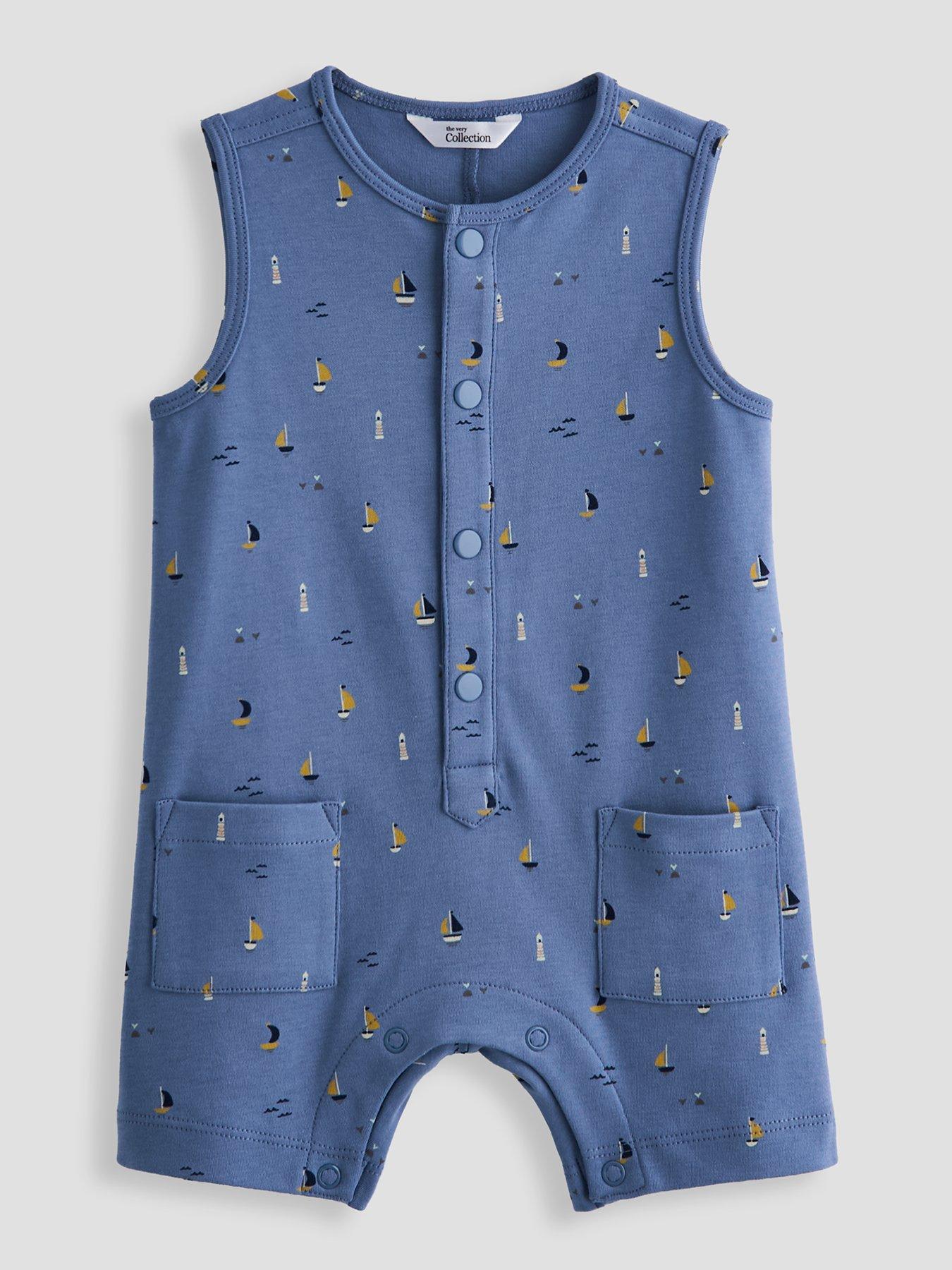 Image 2 of 5 of The Very Collection Baby Boy 2 Pack Harbour Jersey Vest Rompersuits