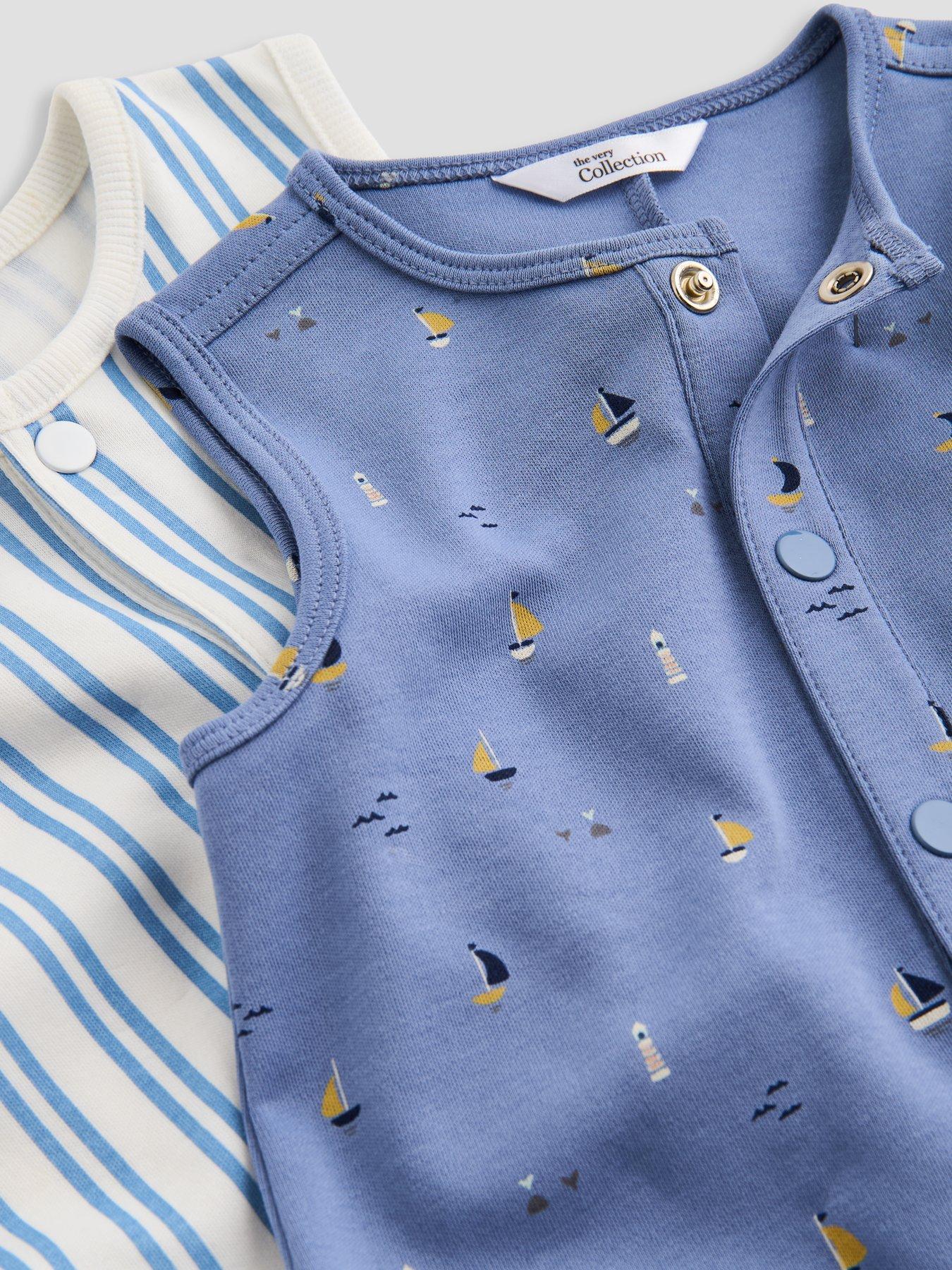 Image 5 of 5 of The Very Collection Baby Boy 2 Pack Harbour Jersey Vest Rompersuits