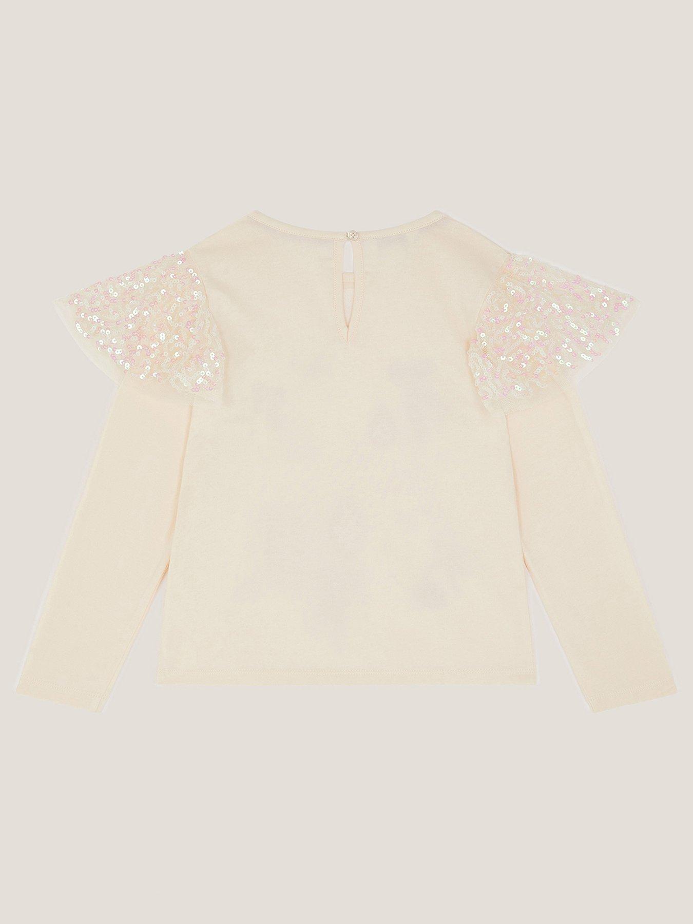 Image 3 of 3 of Monsoon Girls Christmas Falala Embroidered Top - Light Cream