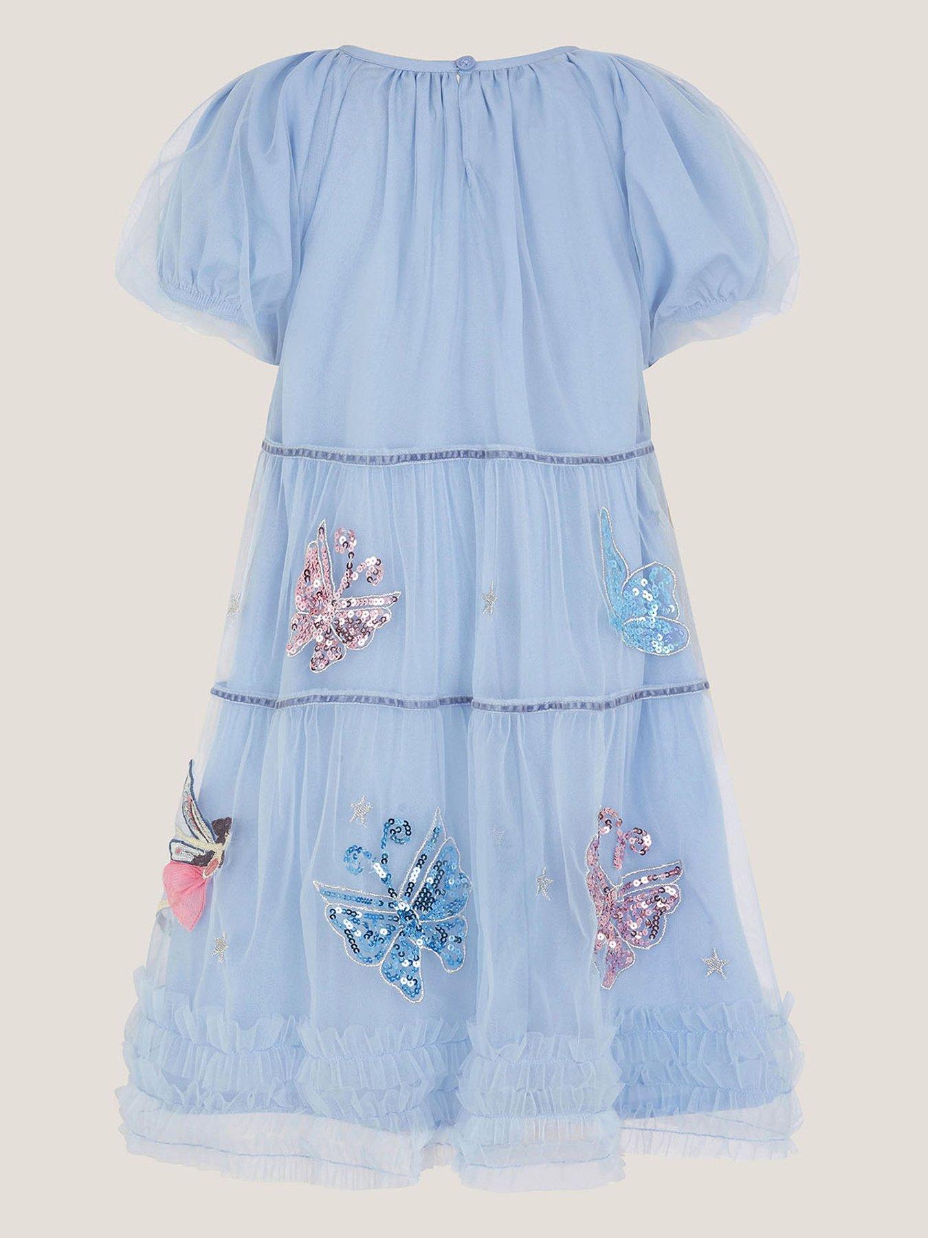  image of monsoon-girls-enchanted-mesh-trapeze-dress-blue