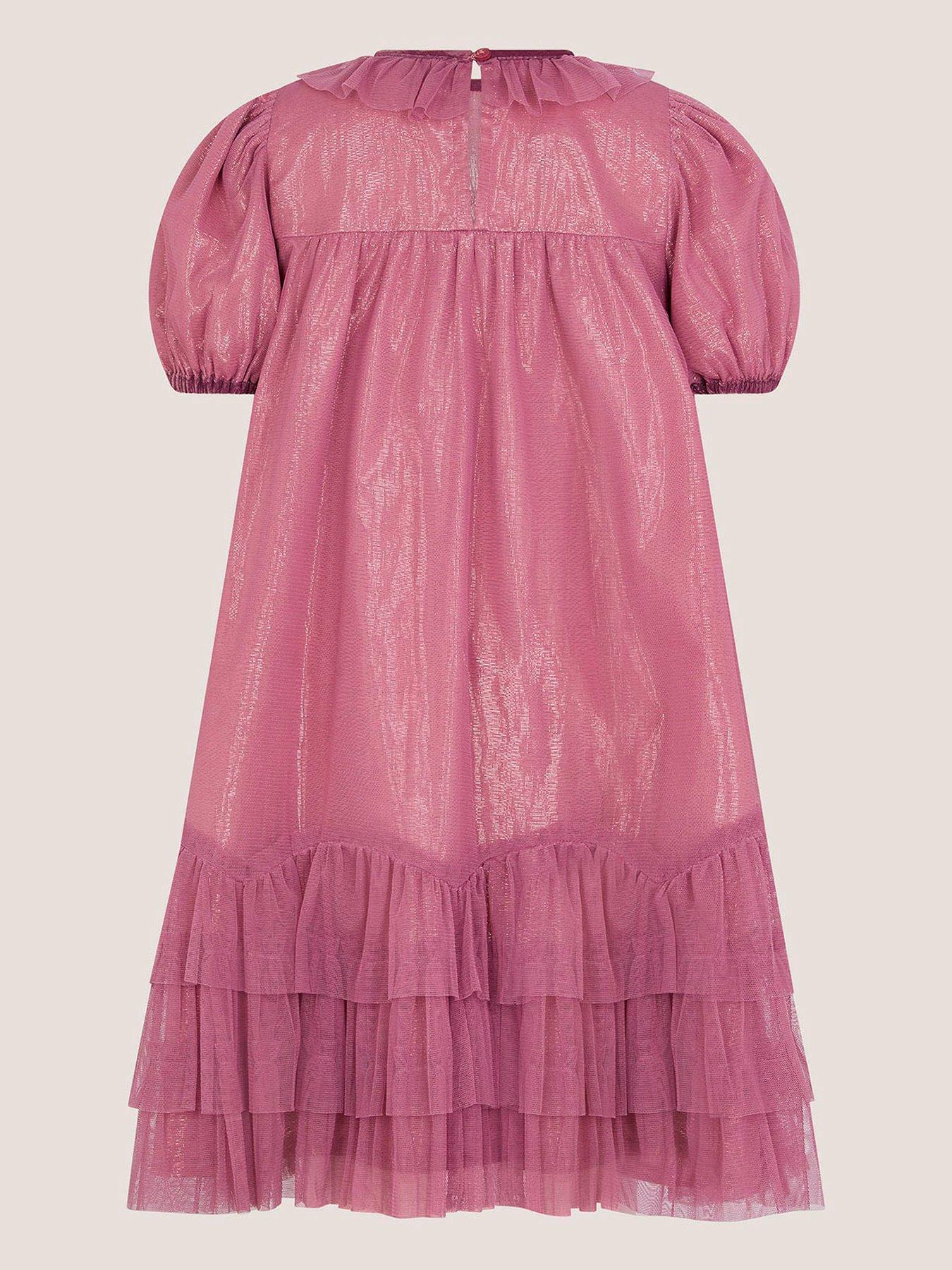 Image 3 of 4 of Monsoon Girls Christmas Unicorn Trapeze Dress - Pink